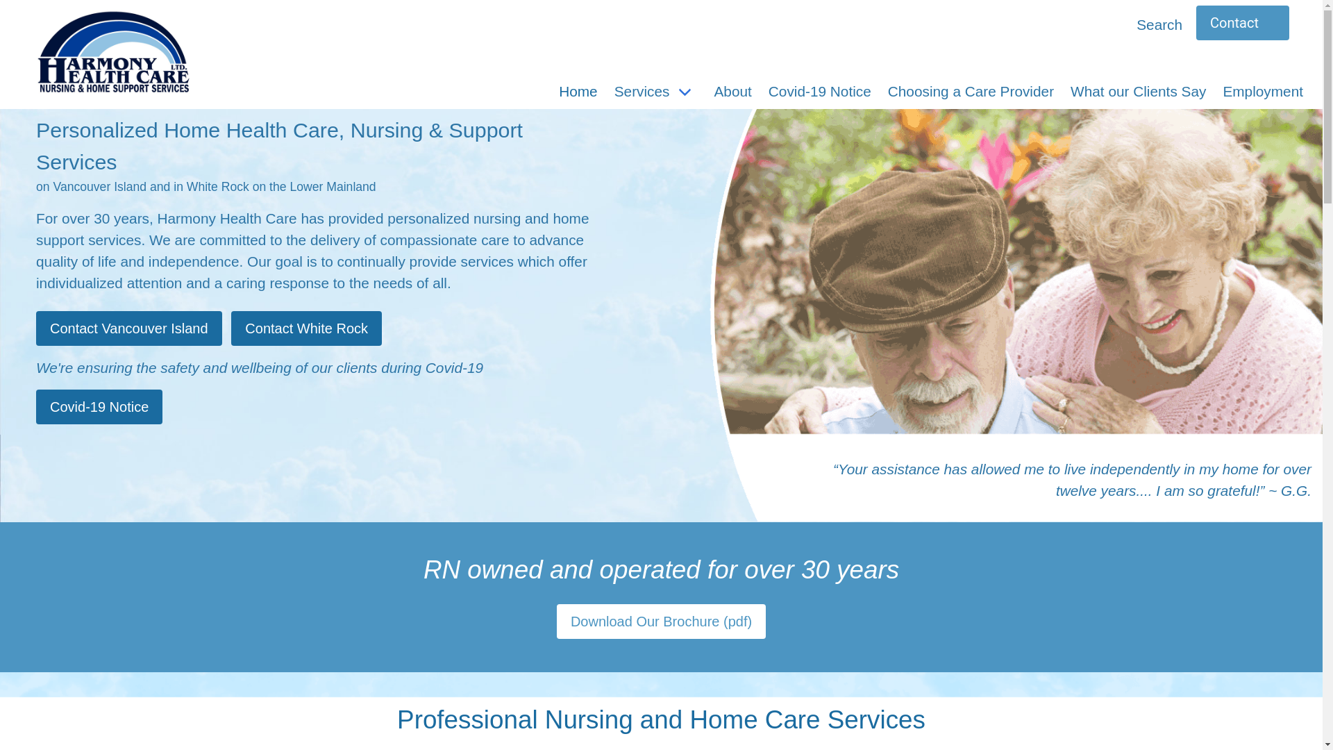 website screenshot of https://harmonyhealthcare.ca/