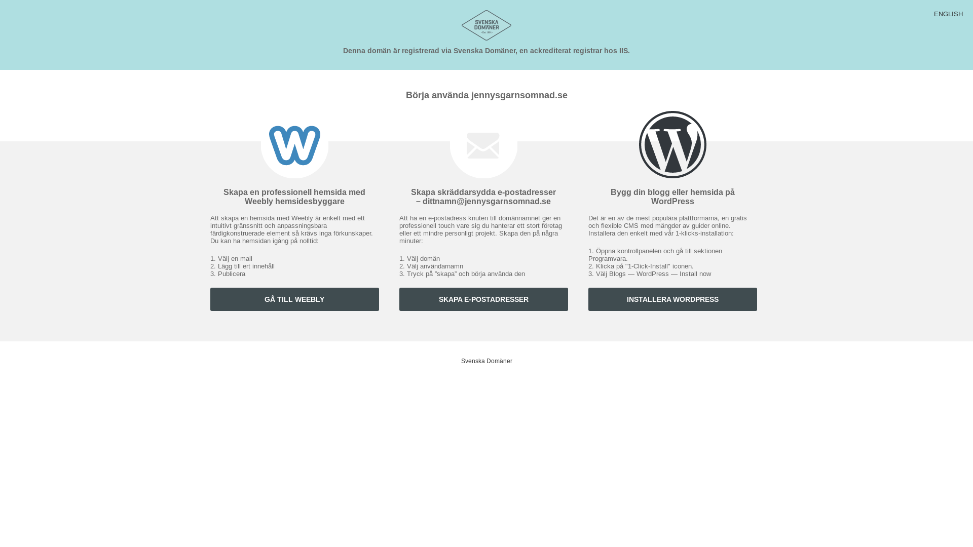 website screenshot of https://jennysgarnsomnad.se/