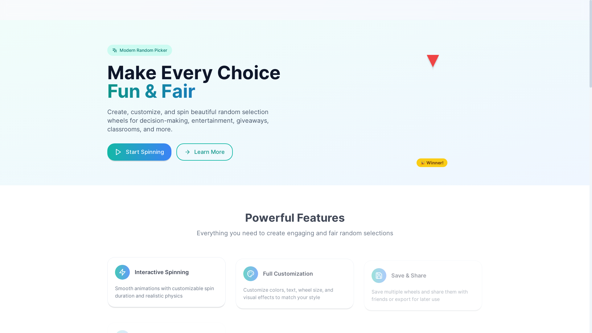 website screenshot of https://choicewheel.co/