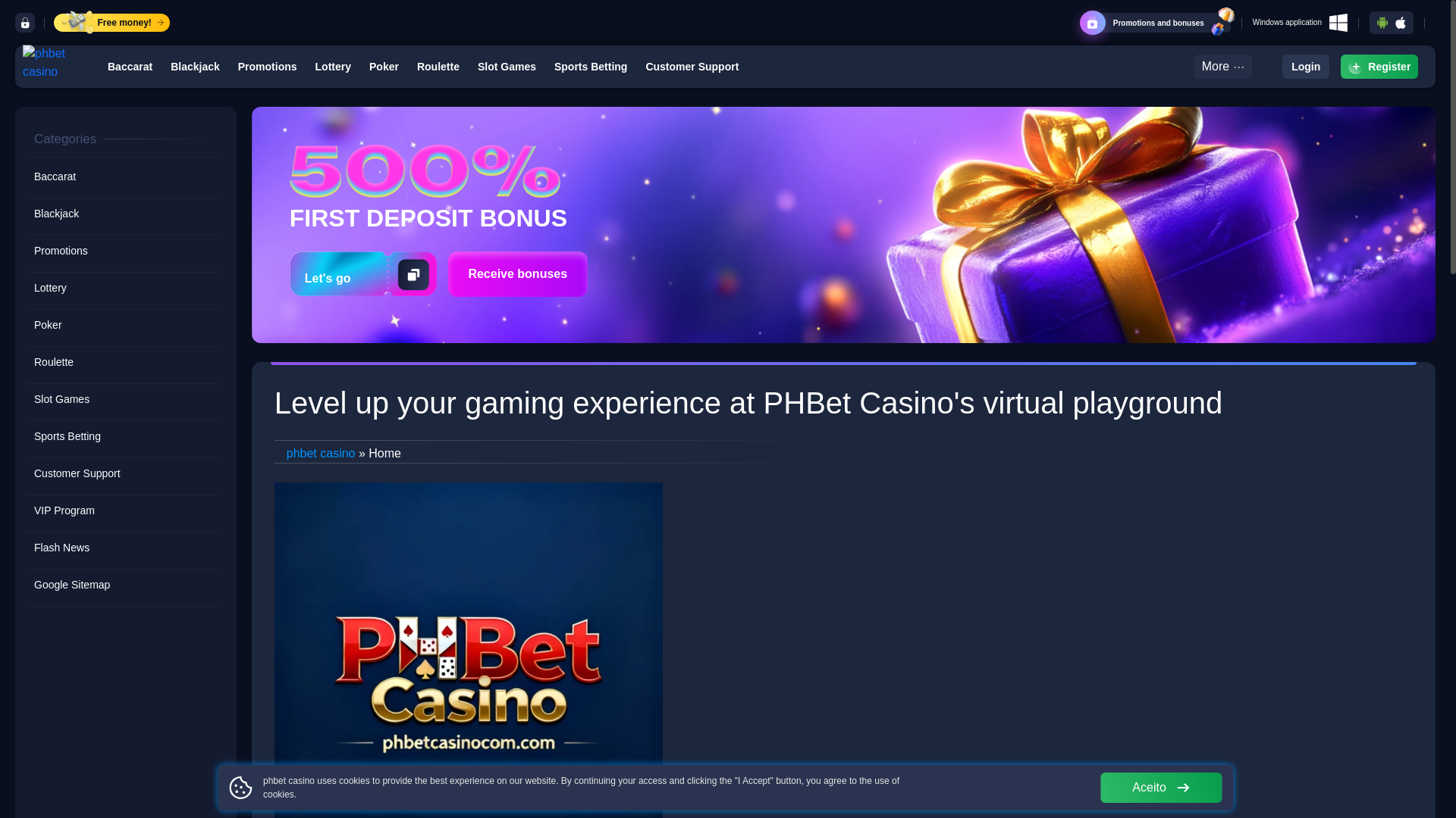 website screenshot of https://phbetcasinocom.com/