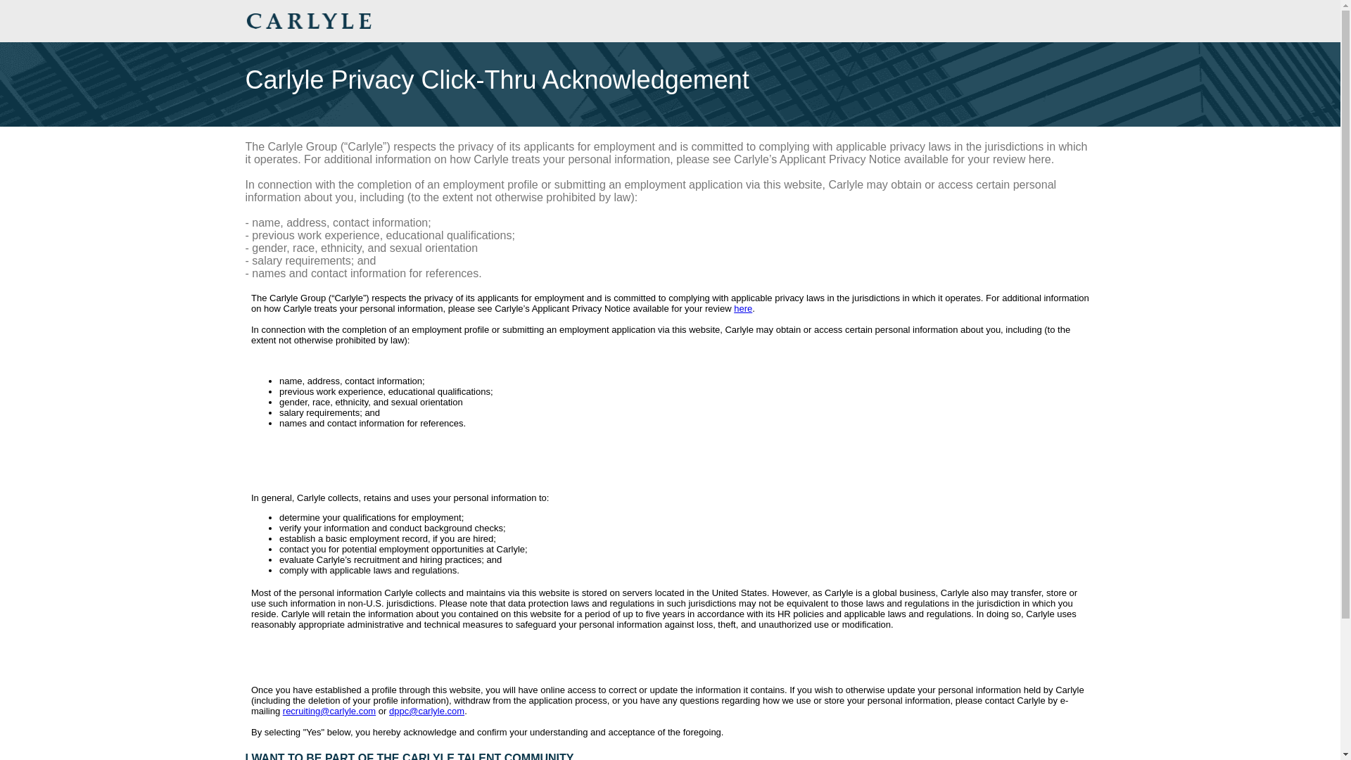 website screenshot of http://carlyle.avature.net/ltrk/eyJ0eXAiOiJKV1QiLCJhbGciOiJIUzI1NiJ9.eyJpZCI6MjAwODUsImhhc2giOiJlYjgxYzFiNjI3ZTczYWY4MzhjYjNmNzZiNDc1ZTIyZmMwNzkzYWZkOTllMmIwMGY5MzE0N2RkNDQyMjVjM2UxIn0.lktz9aR1vKJiPynZiAgpYdsqkRdzNhRFLfuV8GfWBaw