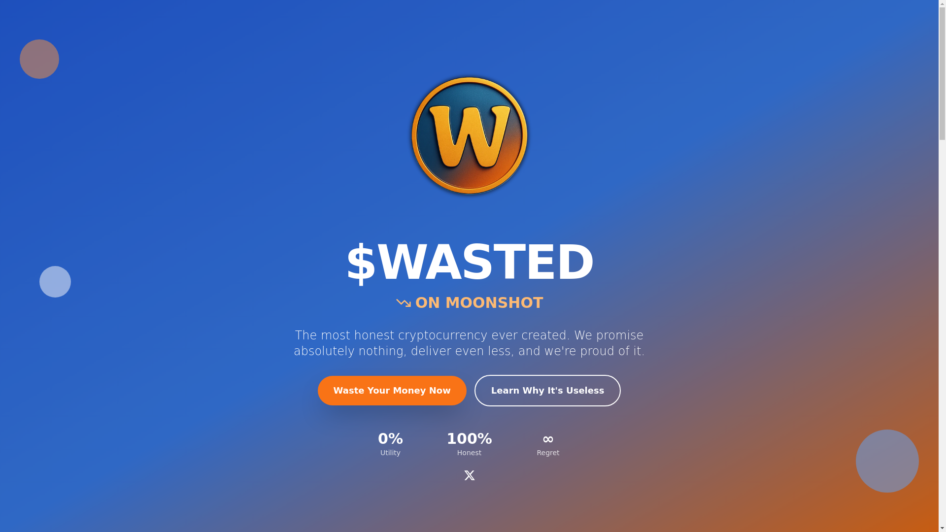 website screenshot of https://wastedmoonshot.com/