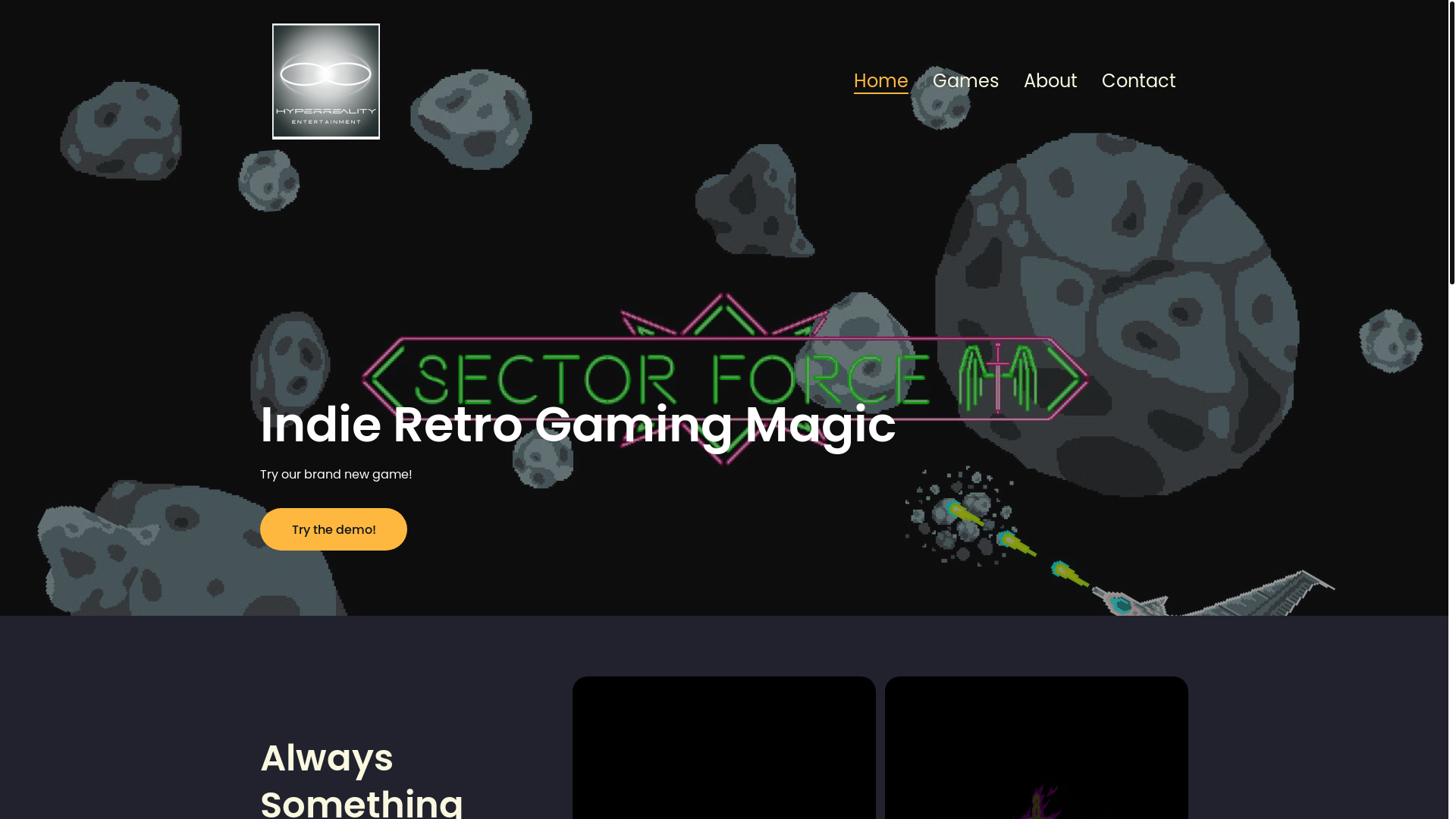 website screenshot of https://hyperreality-entertainment.com/