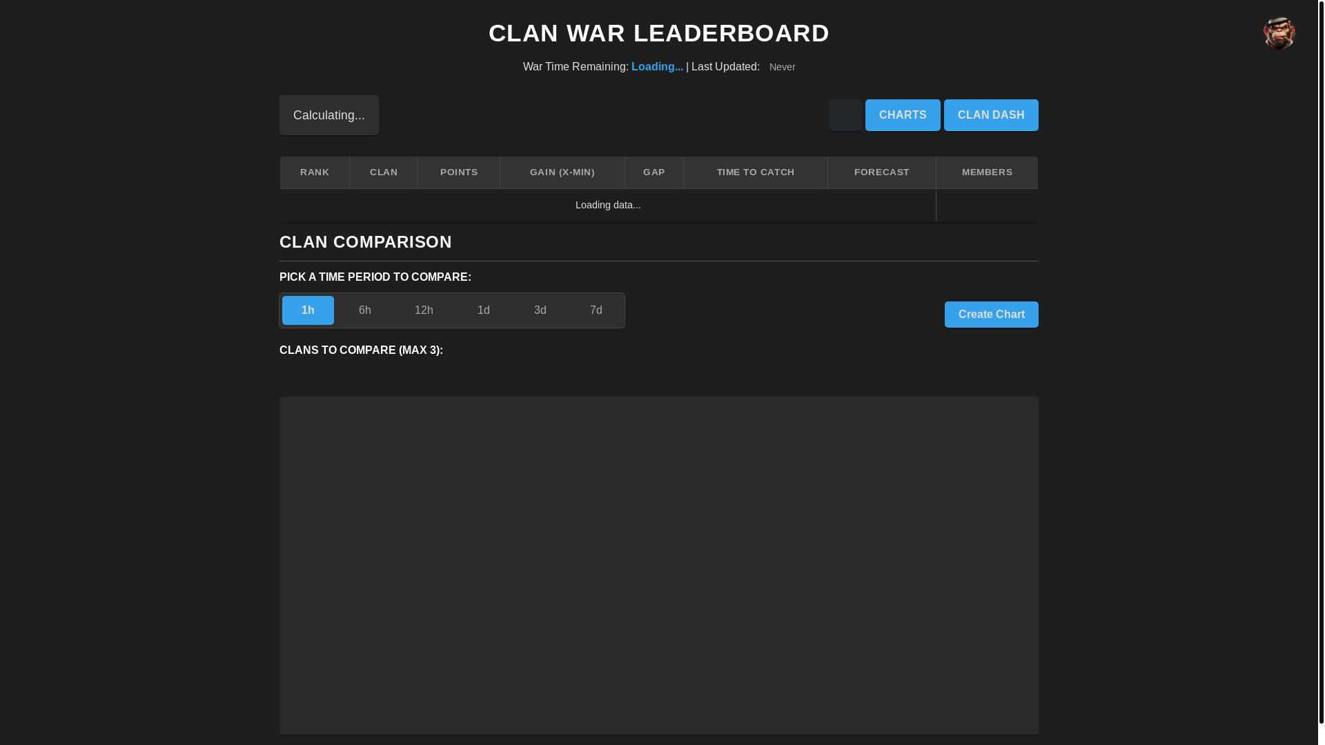 website screenshot of https://clan-dashboard.pages.dev/