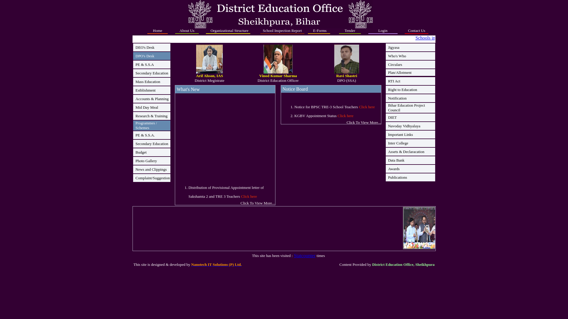 website screenshot of https://educationsheikhpura.in/