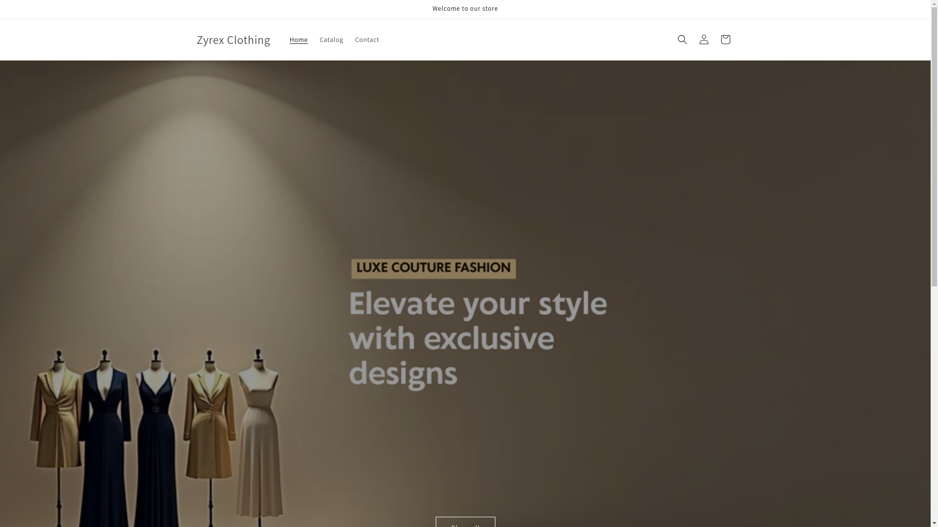 website screenshot of https://zyrexclothing.com/
