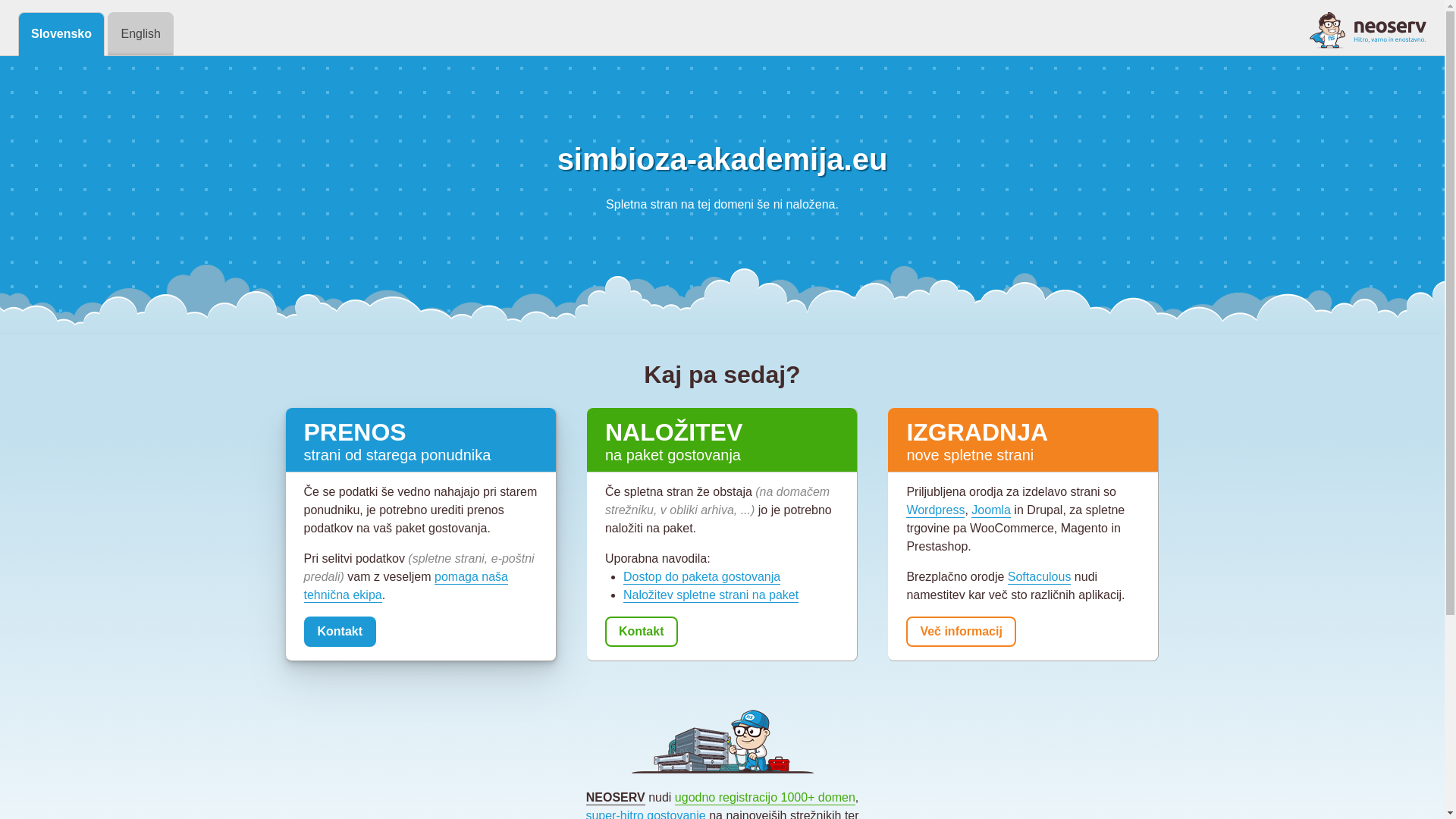 website screenshot of https://simbioza-akademija.eu/