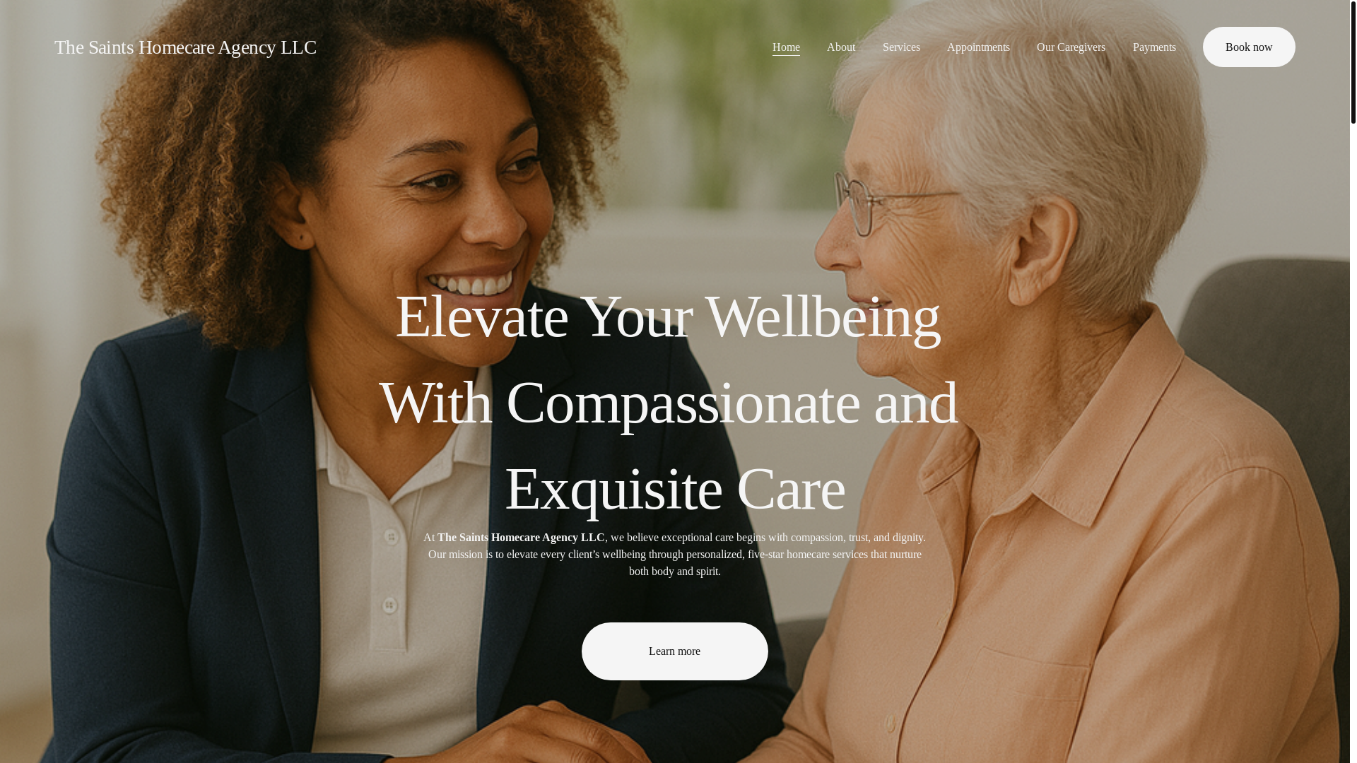 website screenshot of https://thesaintshomecareagencyllc.com/