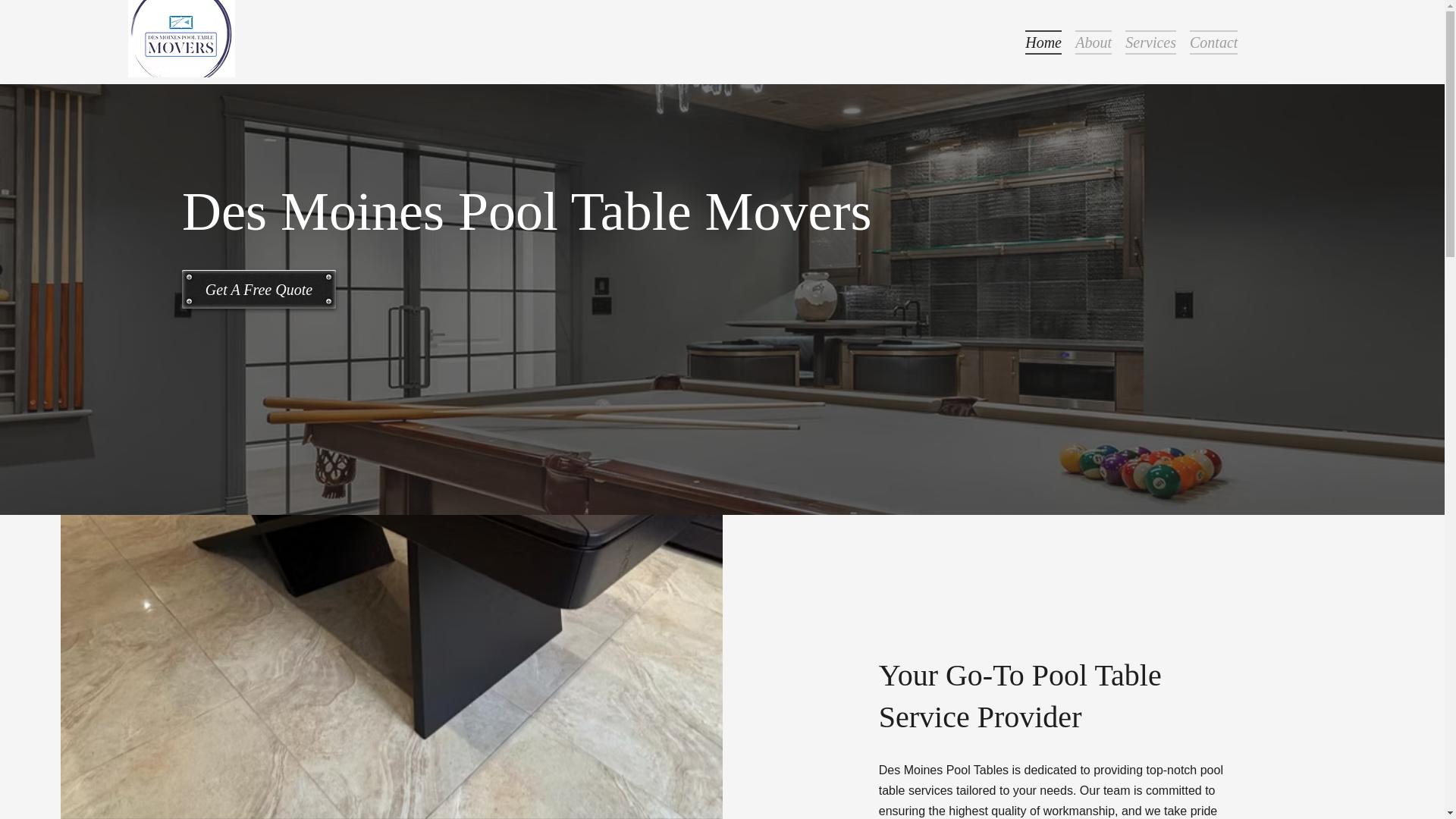 website screenshot of https://desmoinespooltablemoving.com/