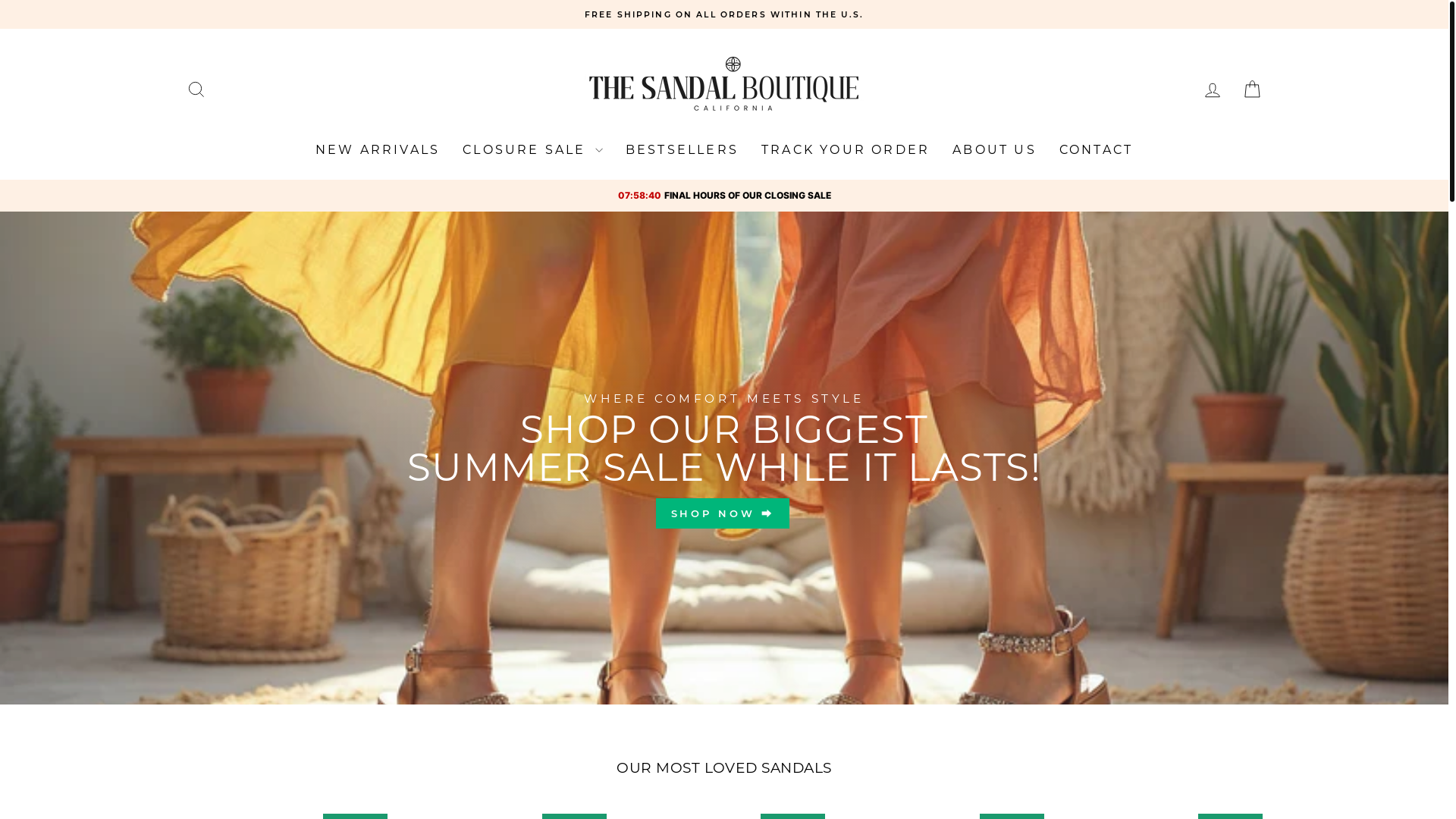 website screenshot of https://thesandal-boutique.com/