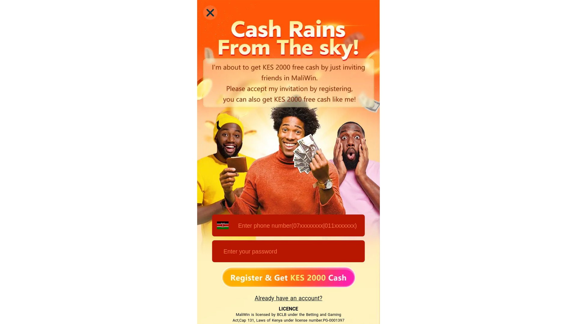 website screenshot of https://kesspesa.com/actLanding/cashRain.html?channel=20013&inviteId=mmuf8ydd