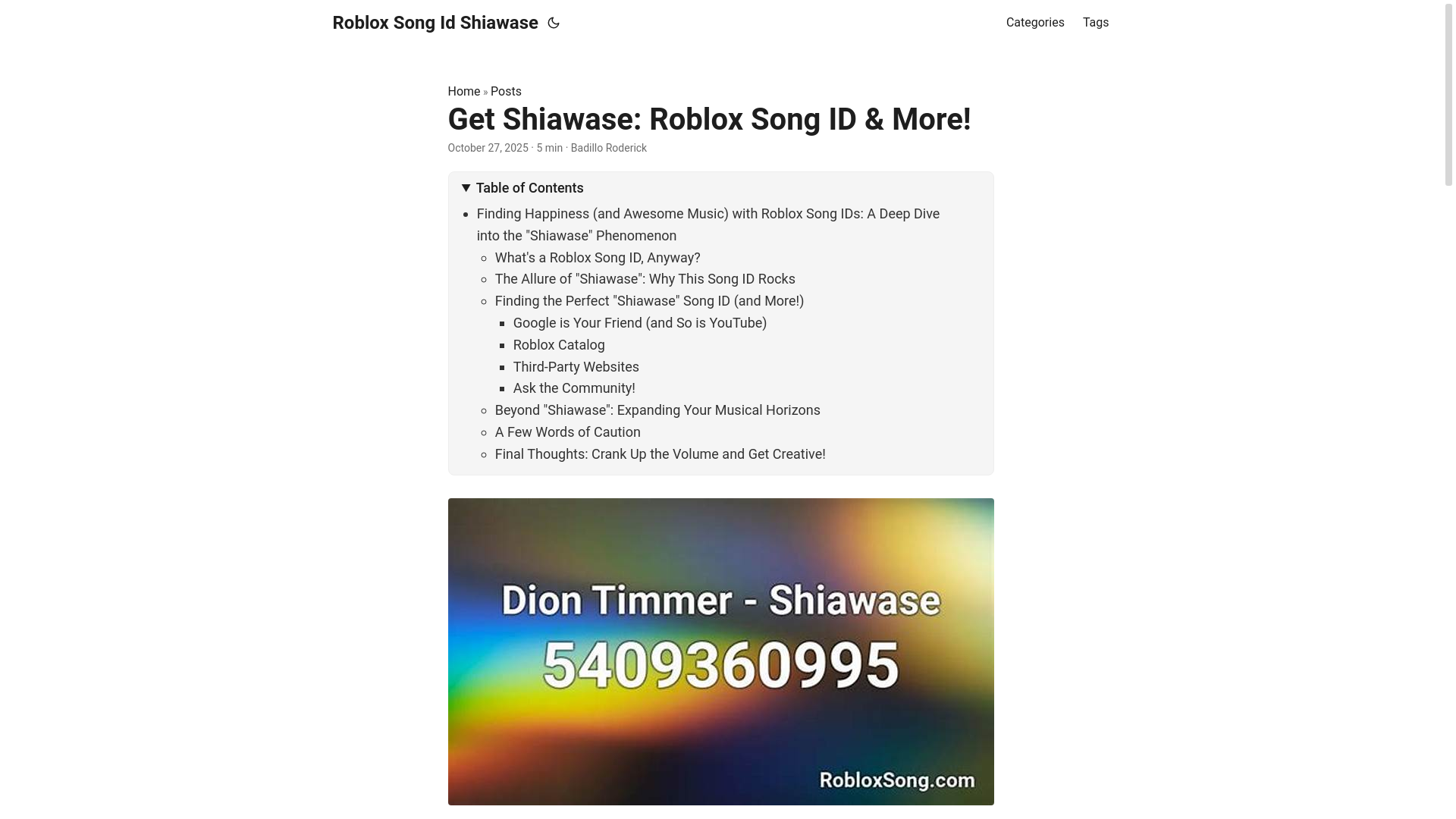website screenshot of https://roblox-song-id-shiawase.pages.dev/