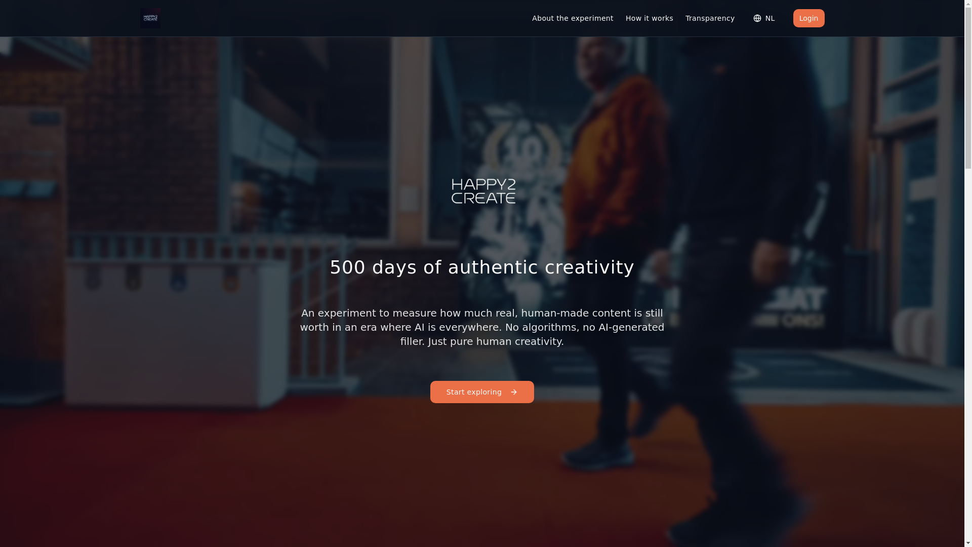website screenshot of https://happy2create.be/