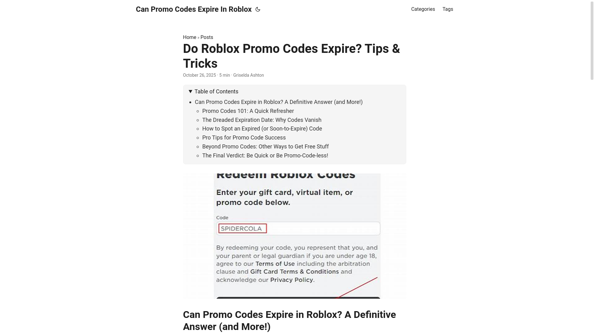 website screenshot of https://can-promo-codes-expire-in-roblox.pages.dev/