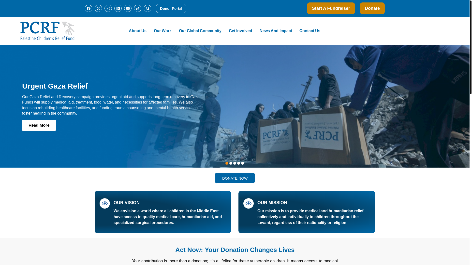 website screenshot of https://pcrf-give.net/