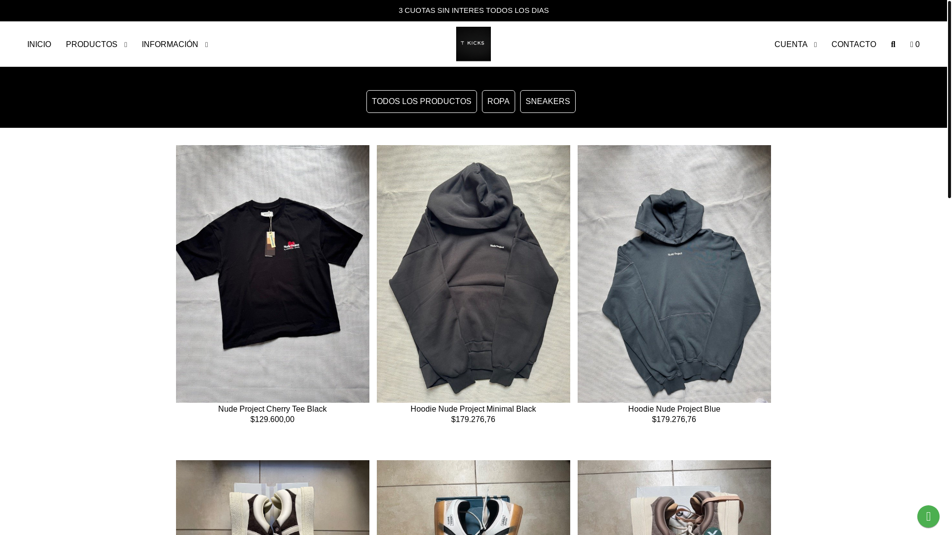 website screenshot of https://tkicks.com.ar/