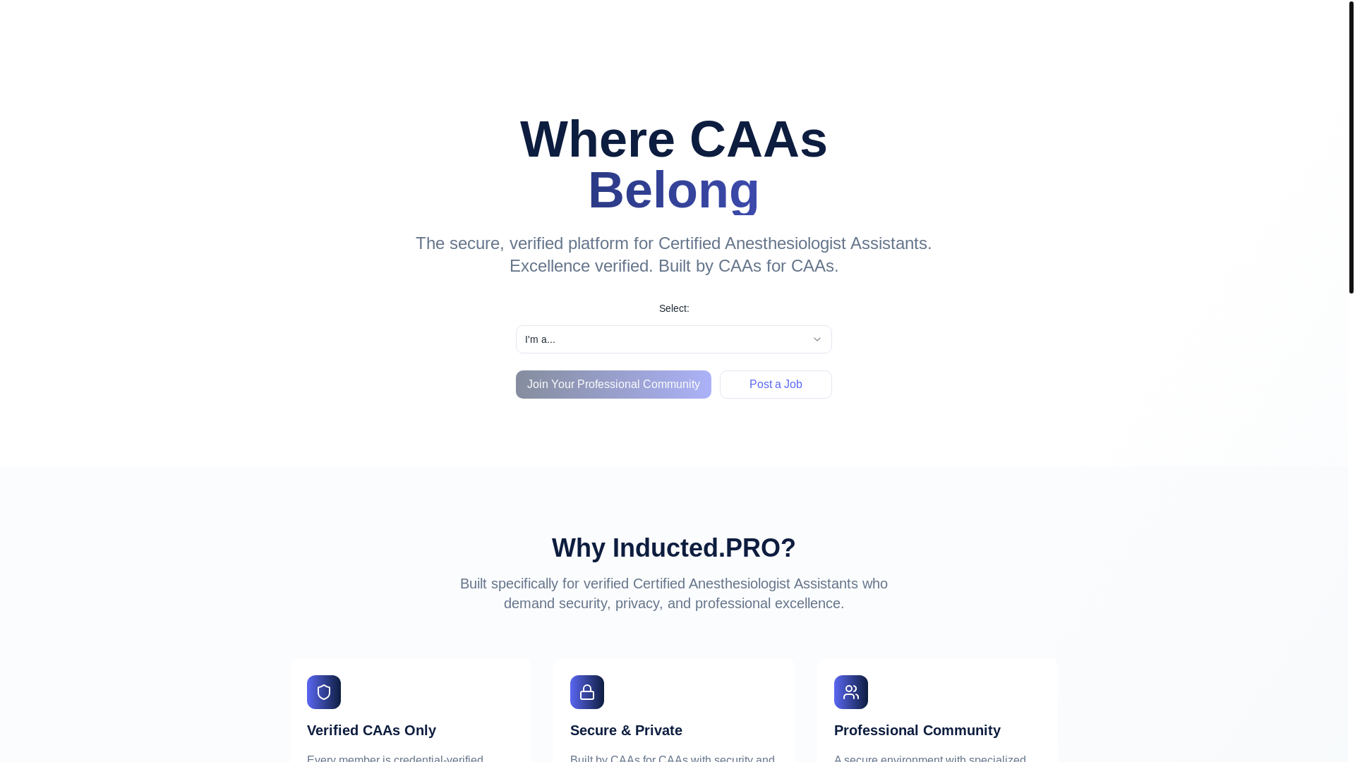 website screenshot of https://inducted.pro/
