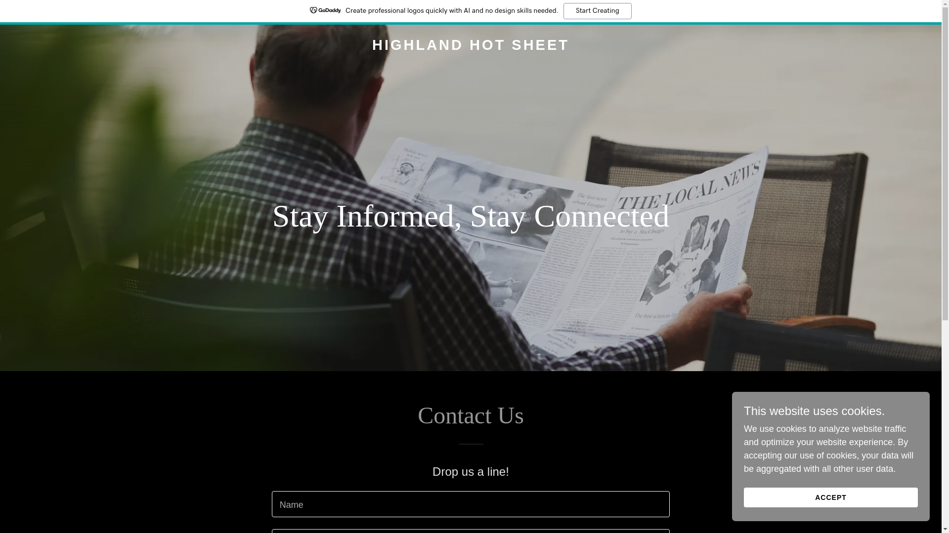 website screenshot of https://highlandhotsheet.com/