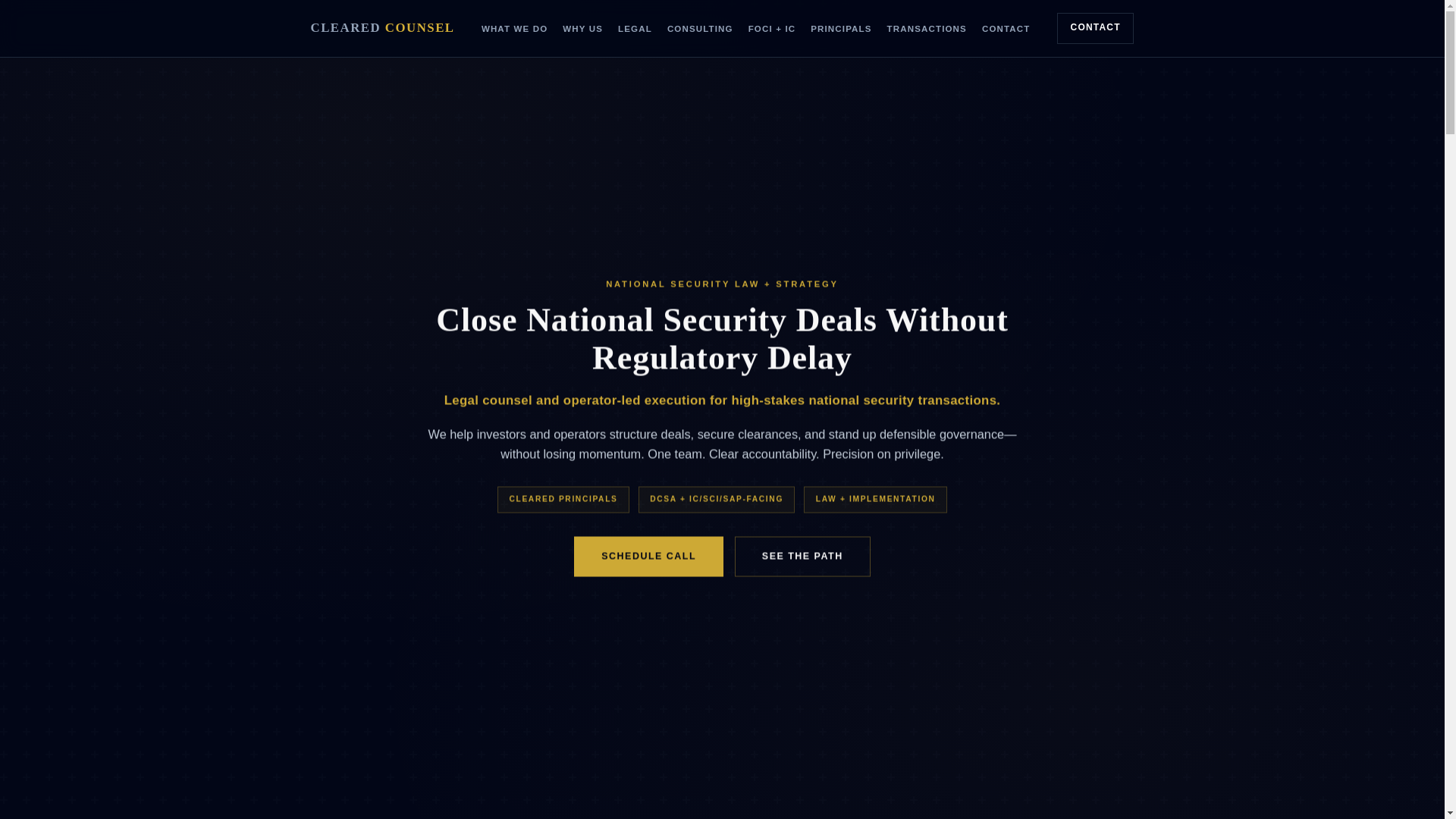 website screenshot of https://cleared-counsel.com/