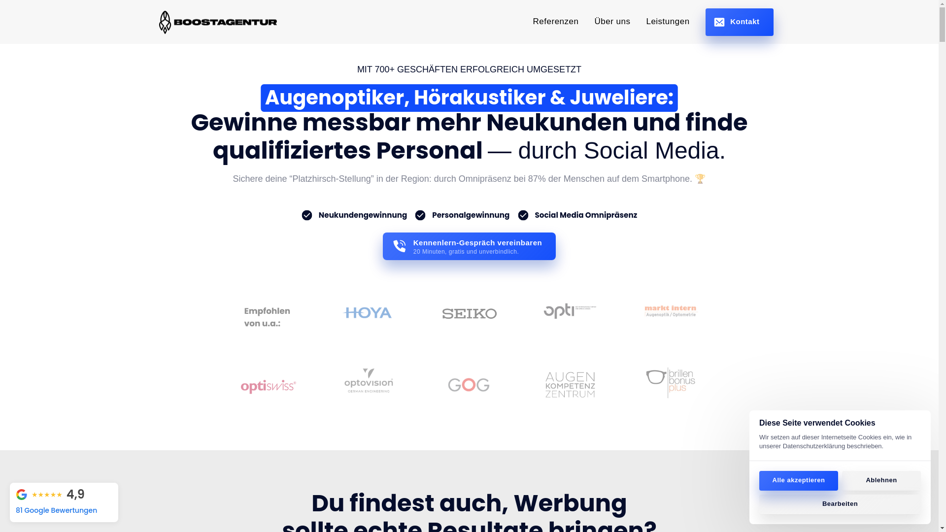website screenshot of https://boostagentur-team.de/