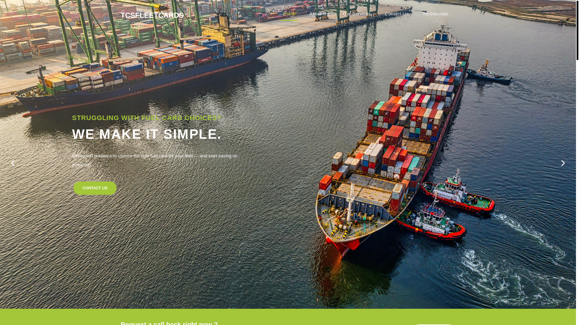 website screenshot of https://tcsfleetcards.com/