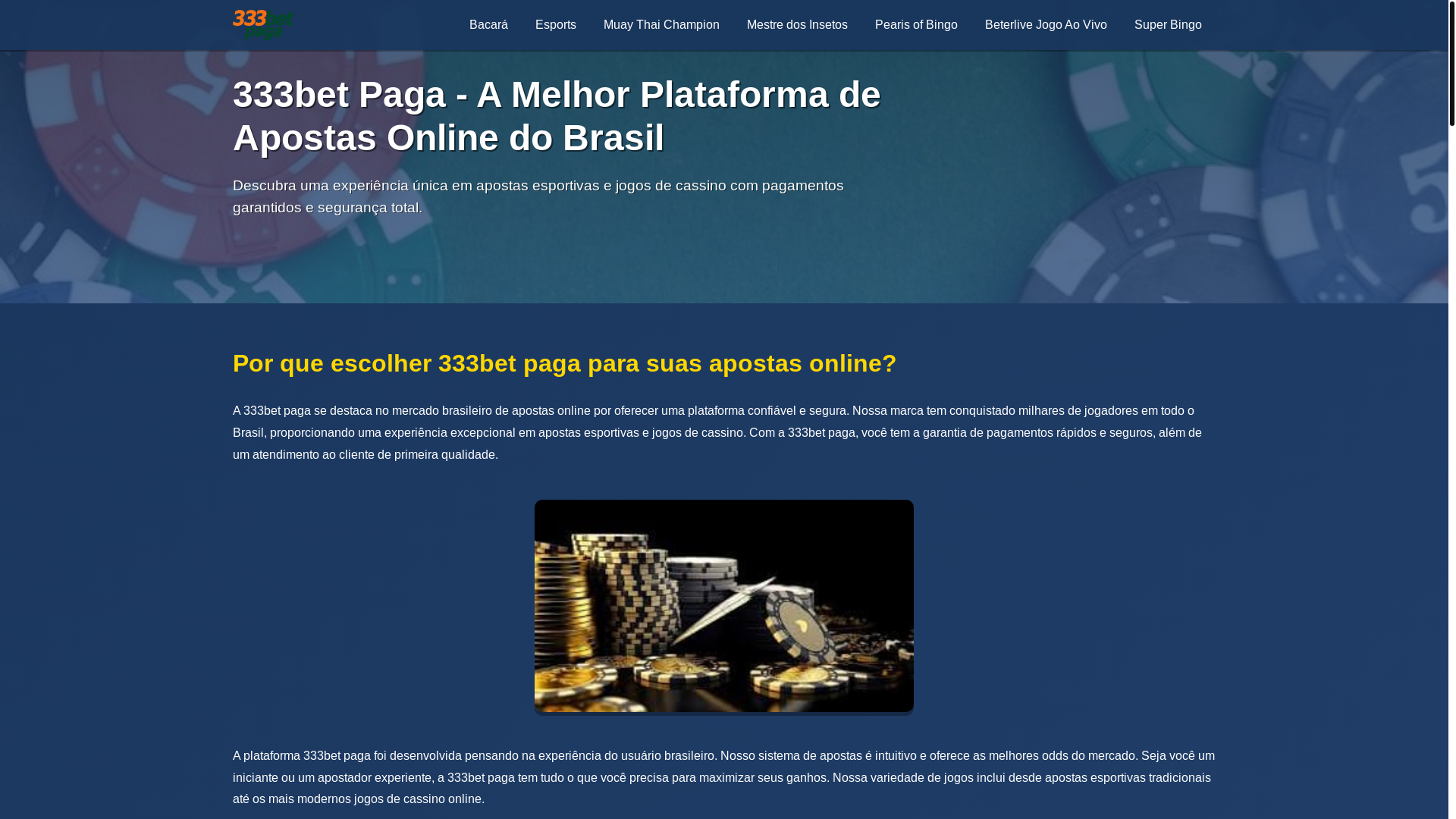 website screenshot of https://333betpaga.com.br/