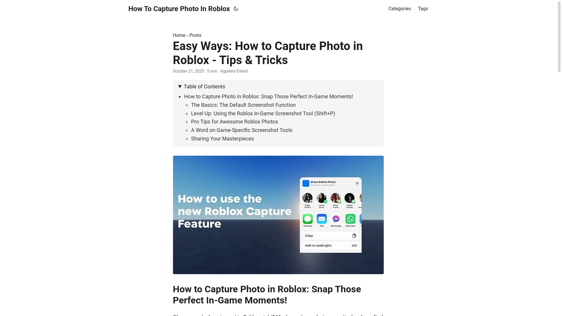 website screenshot of https://how-to-capture-photo-in-roblox.pages.dev/