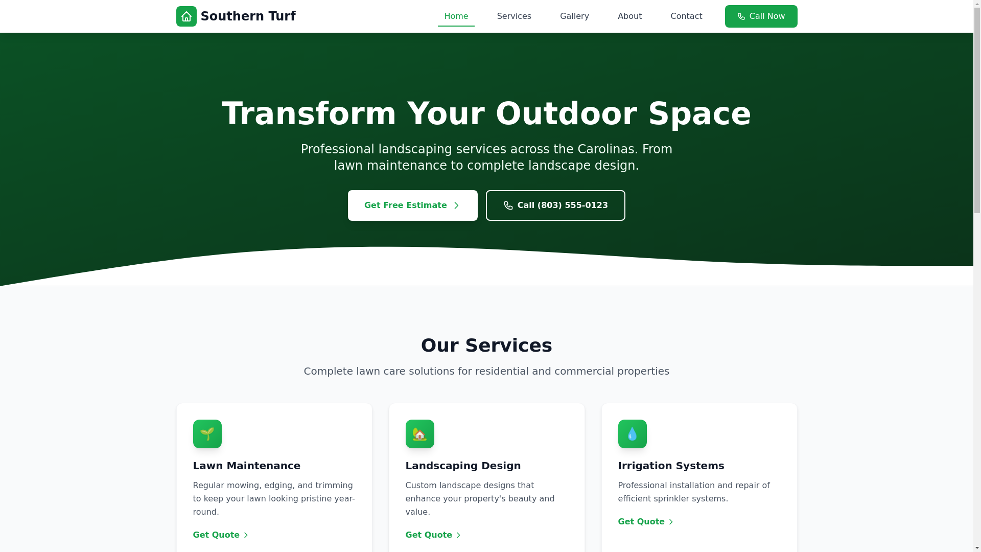 website screenshot of https://southern-turf.pages.dev/
