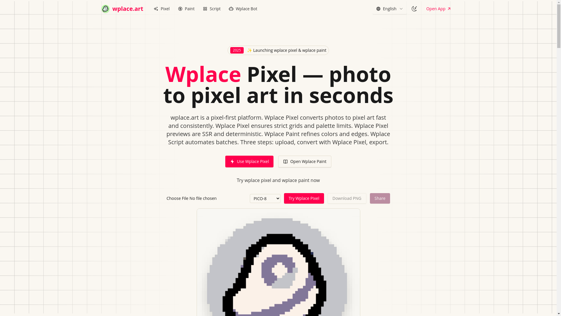 website screenshot of https://wplace.art/