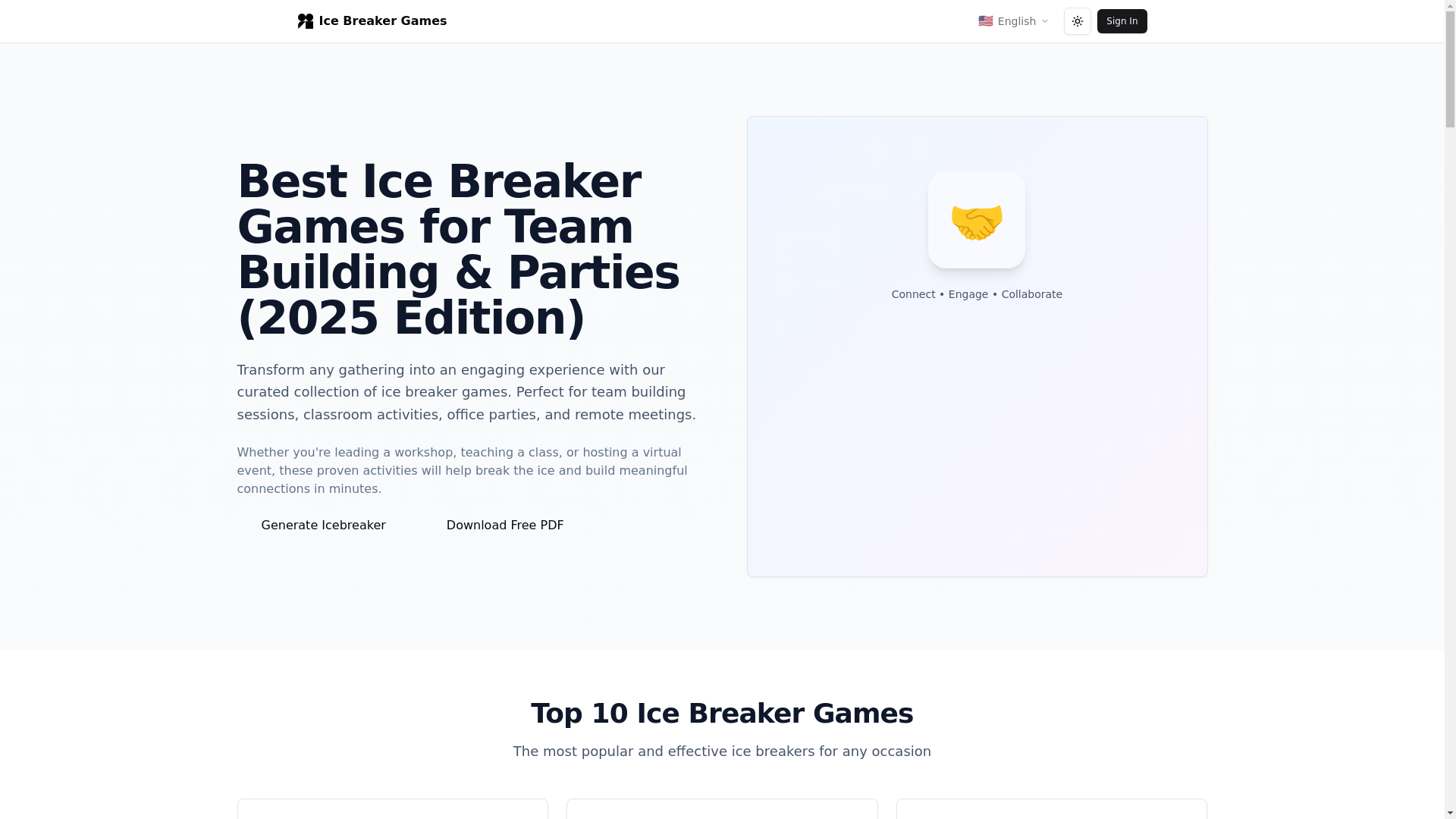 website screenshot of https://icebreakergames.pro/