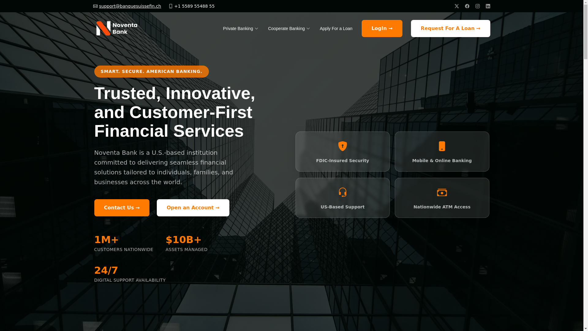 website screenshot of https://noventabank.com/