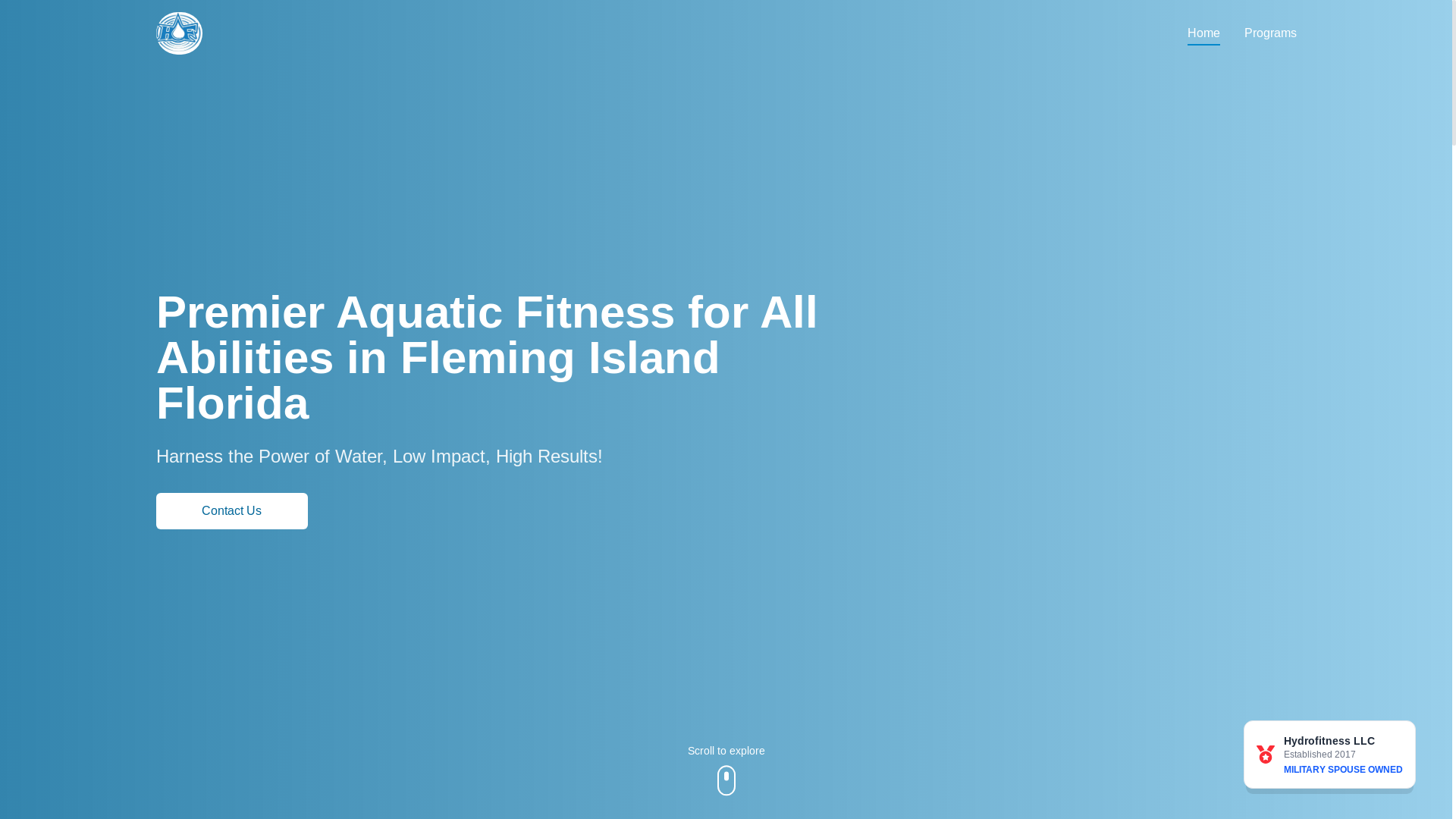 website screenshot of https://hydrofitnessandmore.com/