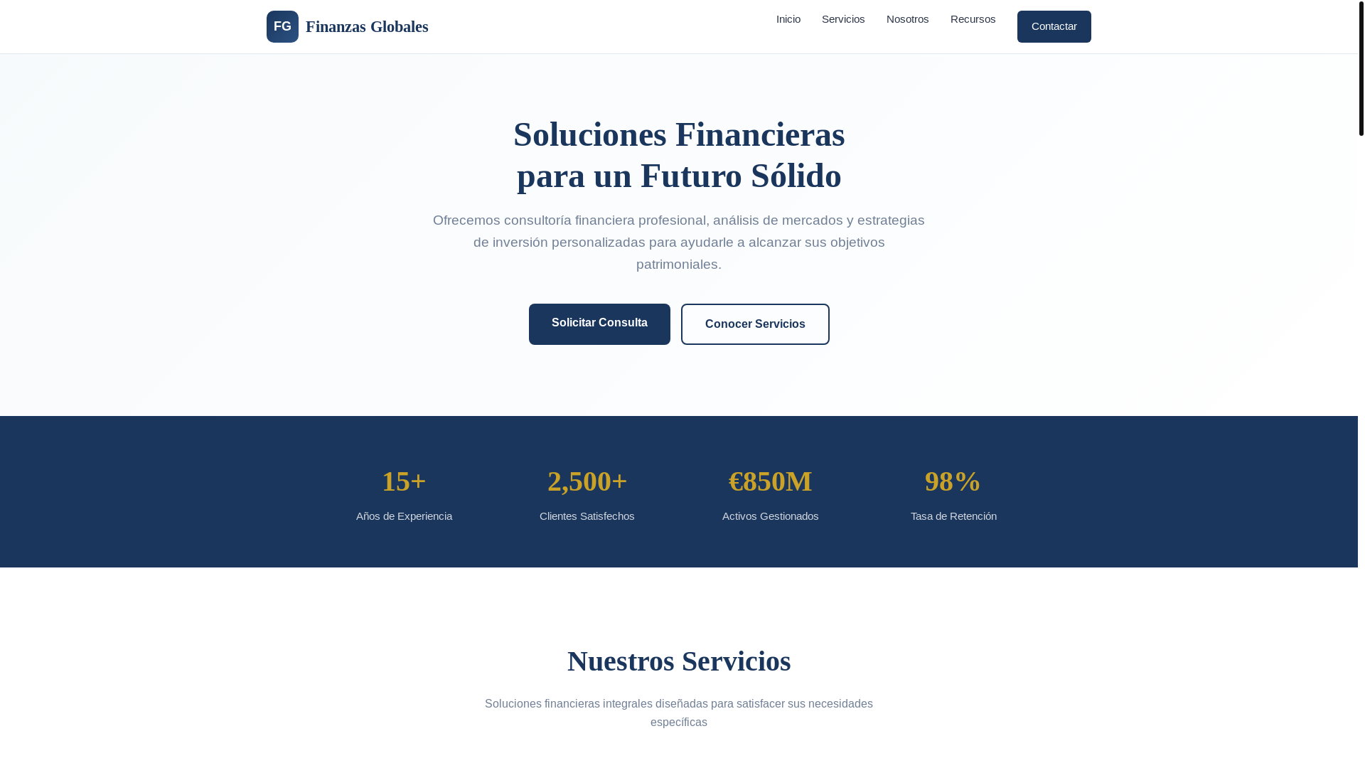 website screenshot of https://finanzasglobales.fun/