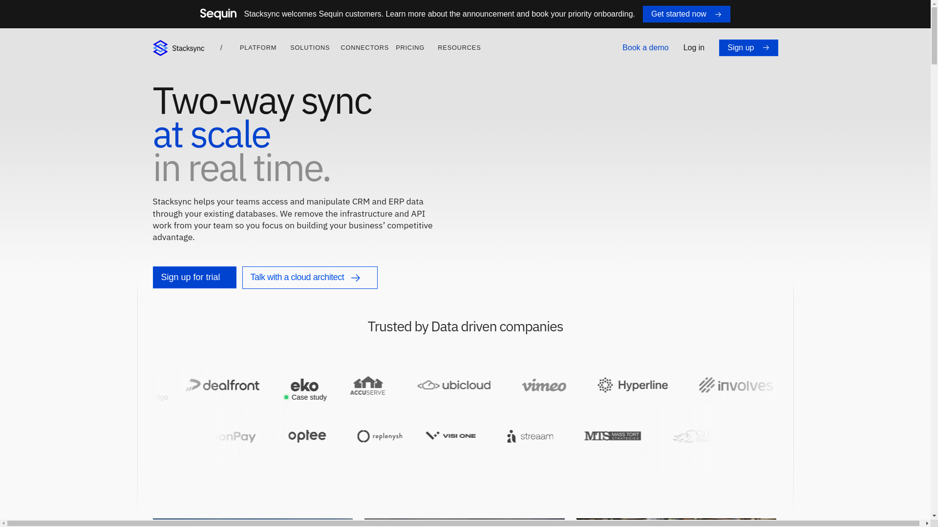 website screenshot of https://stacksynchub.co/