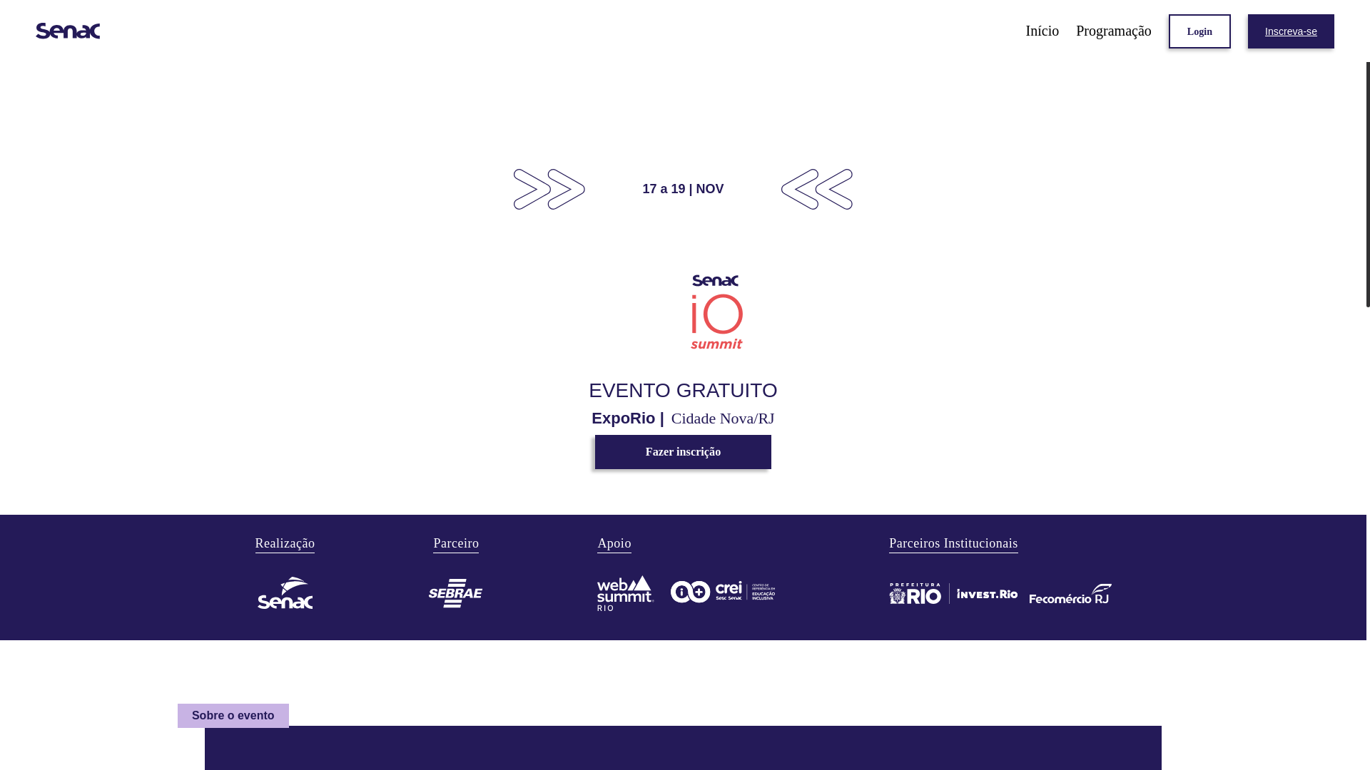 website screenshot of https://senacriosummit2025.com.br/