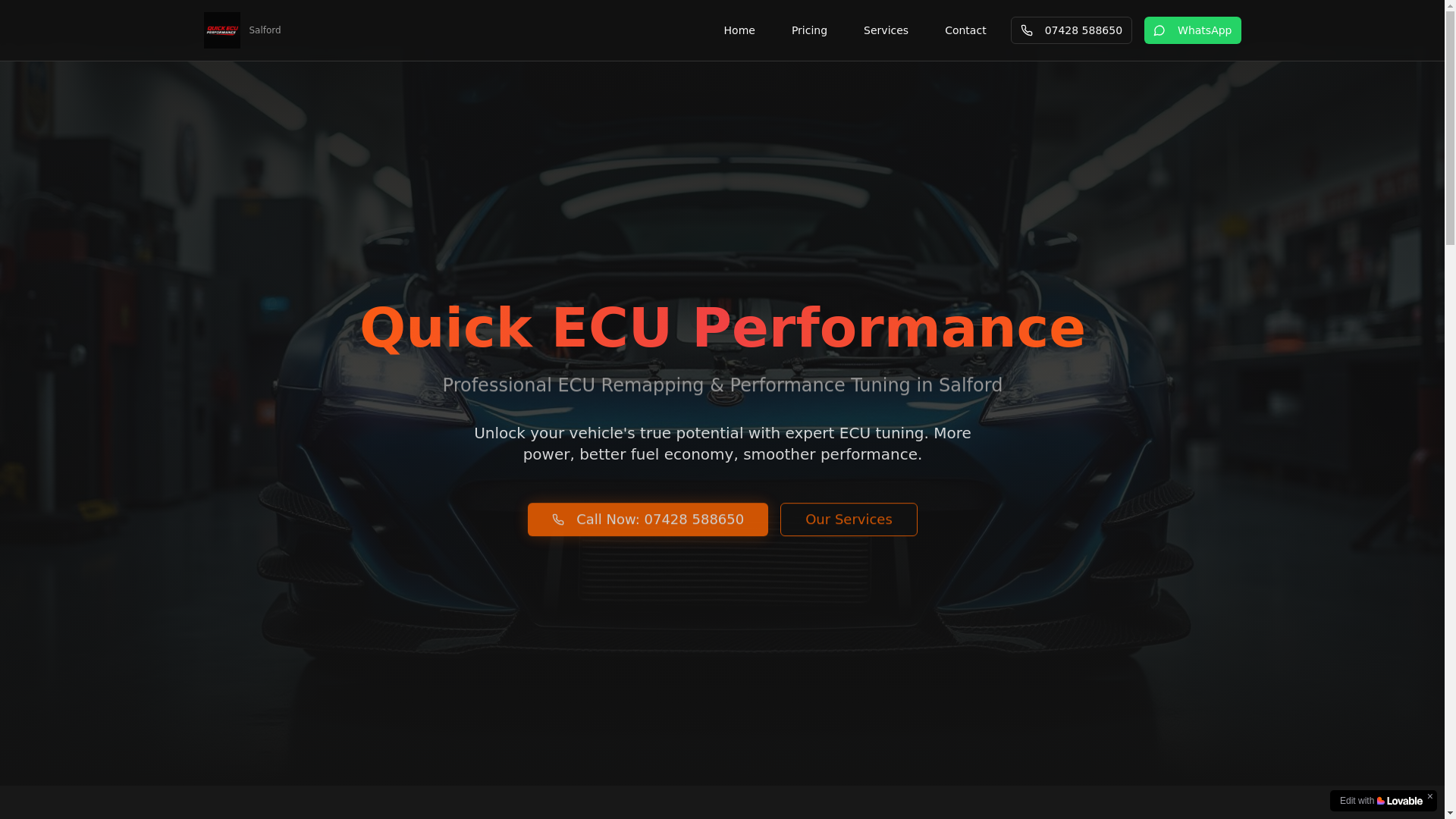 website screenshot of https://quickecuperformance.co.uk/