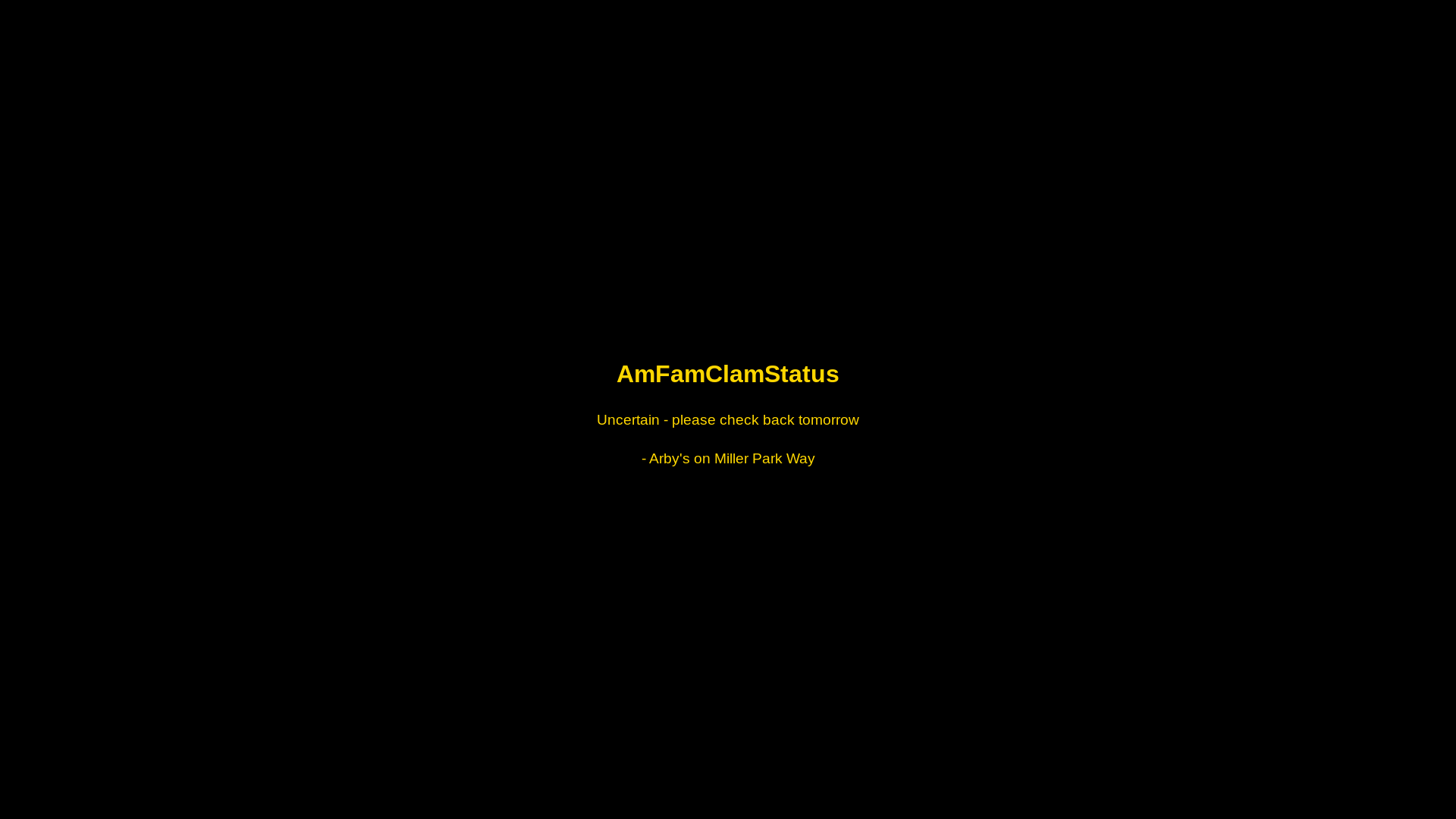 website screenshot of https://amfamclamstatus.com/