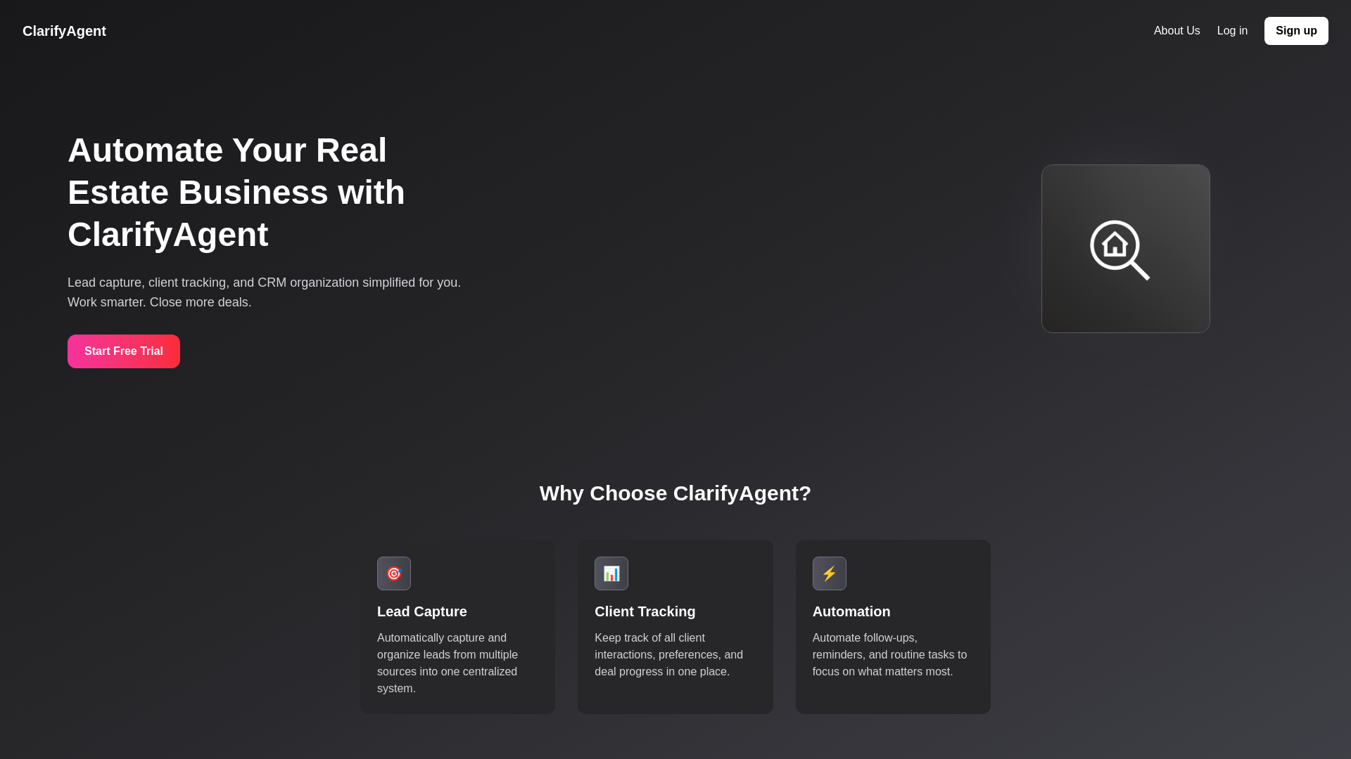 website screenshot of https://clarifyagent.co/