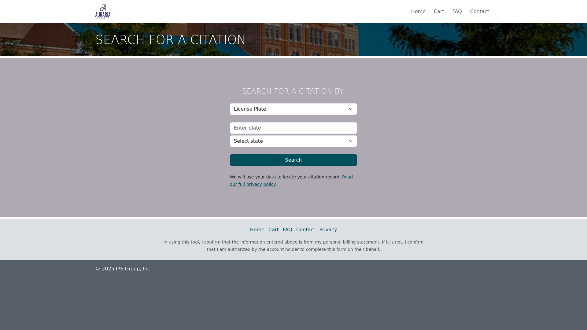 website screenshot of https://ahec.citationportal.com/