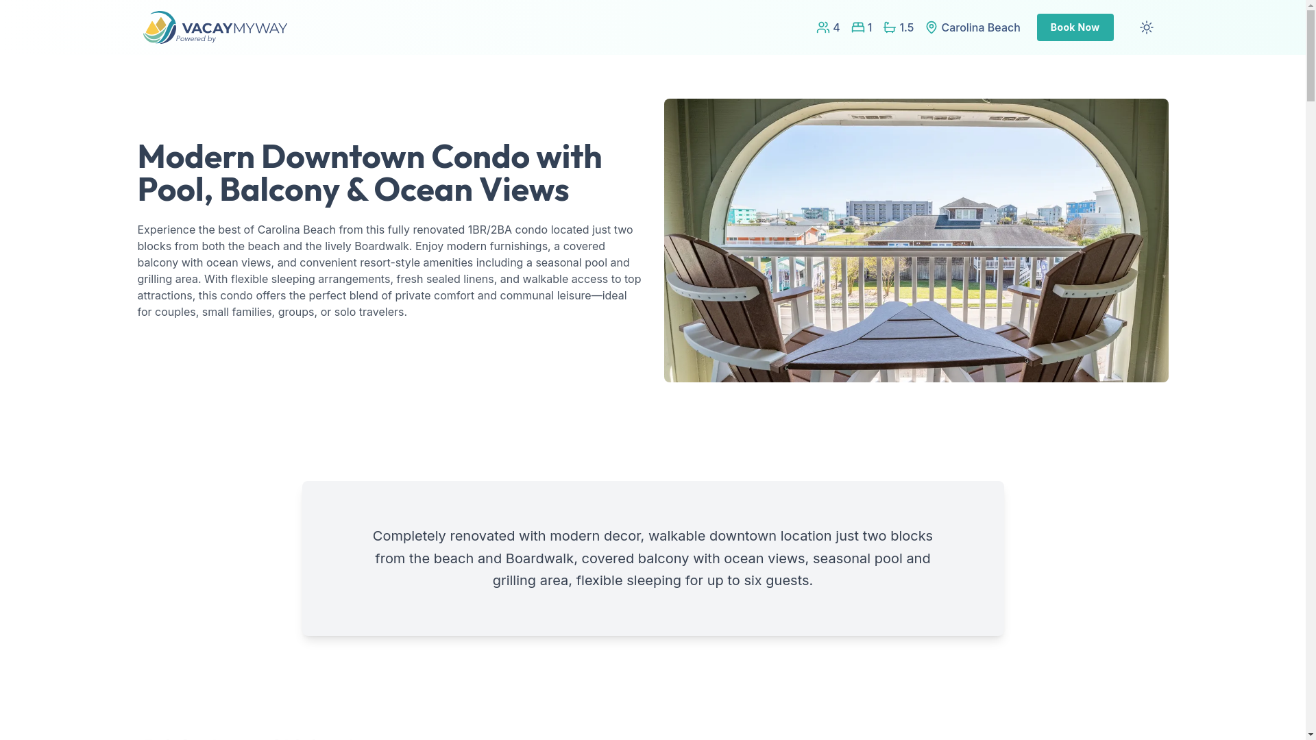 website screenshot of https://romanticboardwalk.holiday/