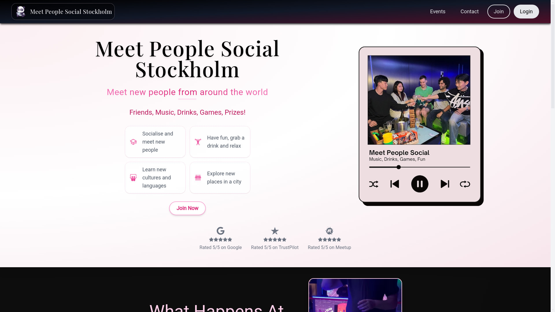 website screenshot of https://meetpeoplestockholm.com/