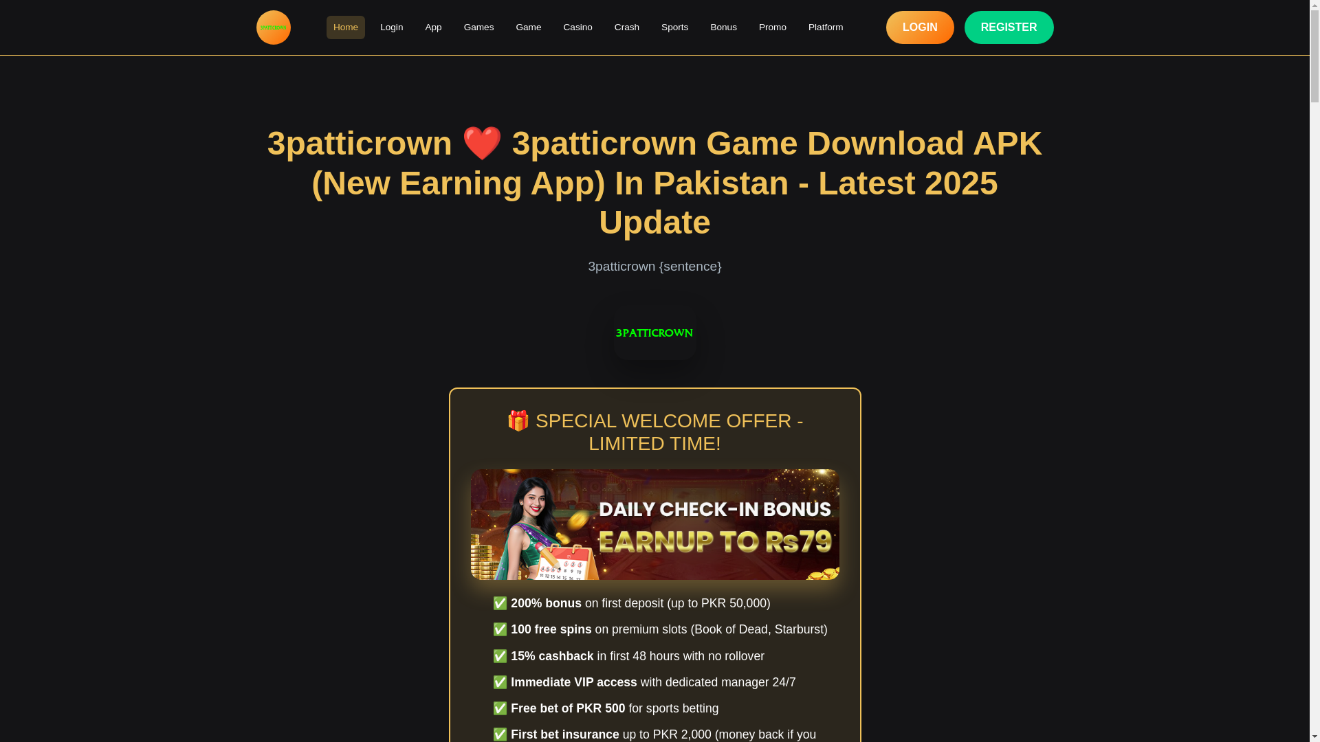 website screenshot of https://3patticrowngameapk.com/