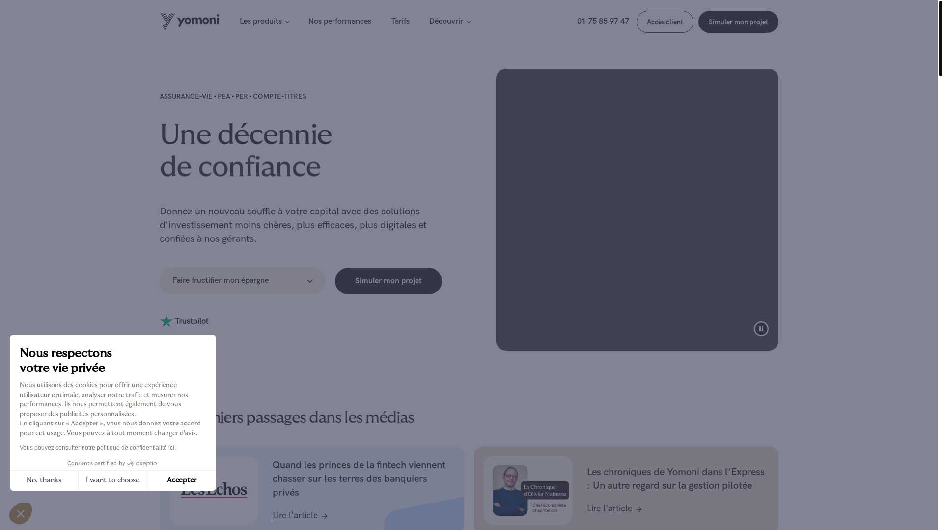 website screenshot of https://www.yomoni.fr/