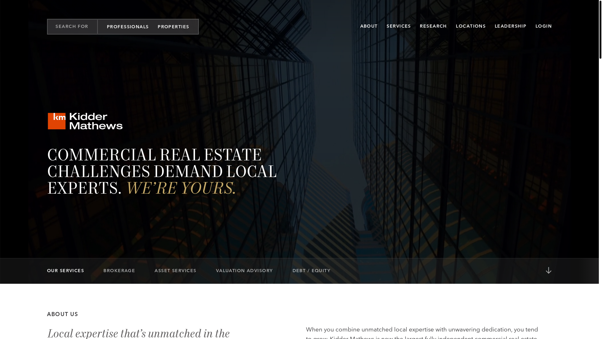 website screenshot of http://www.kidder.com/