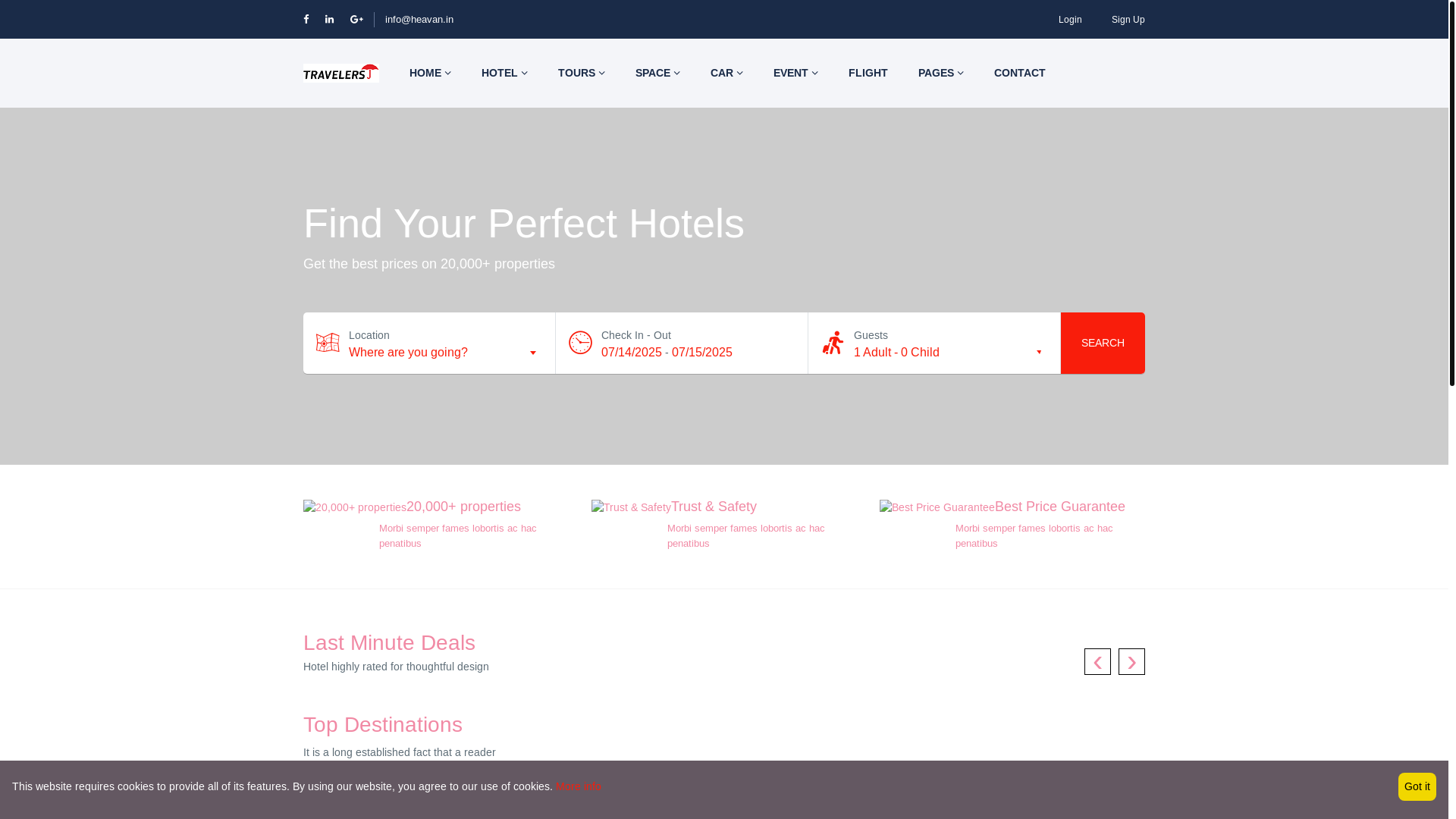 website screenshot of https://heaventravelerholidays.com/
