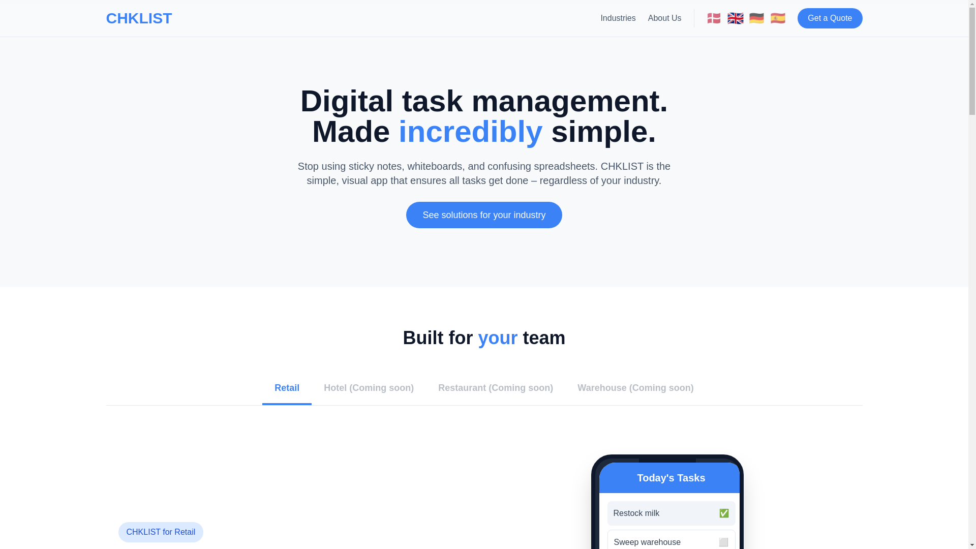 website screenshot of https://chklist.online/