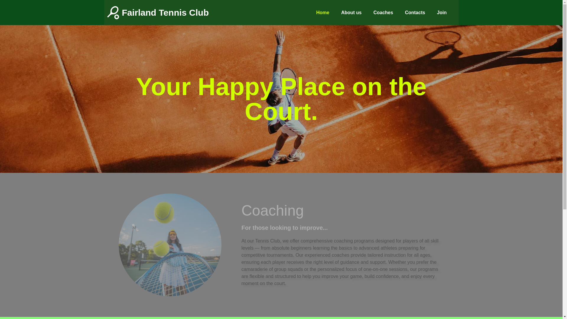 website screenshot of https://fairlandtennisclub.co.za/