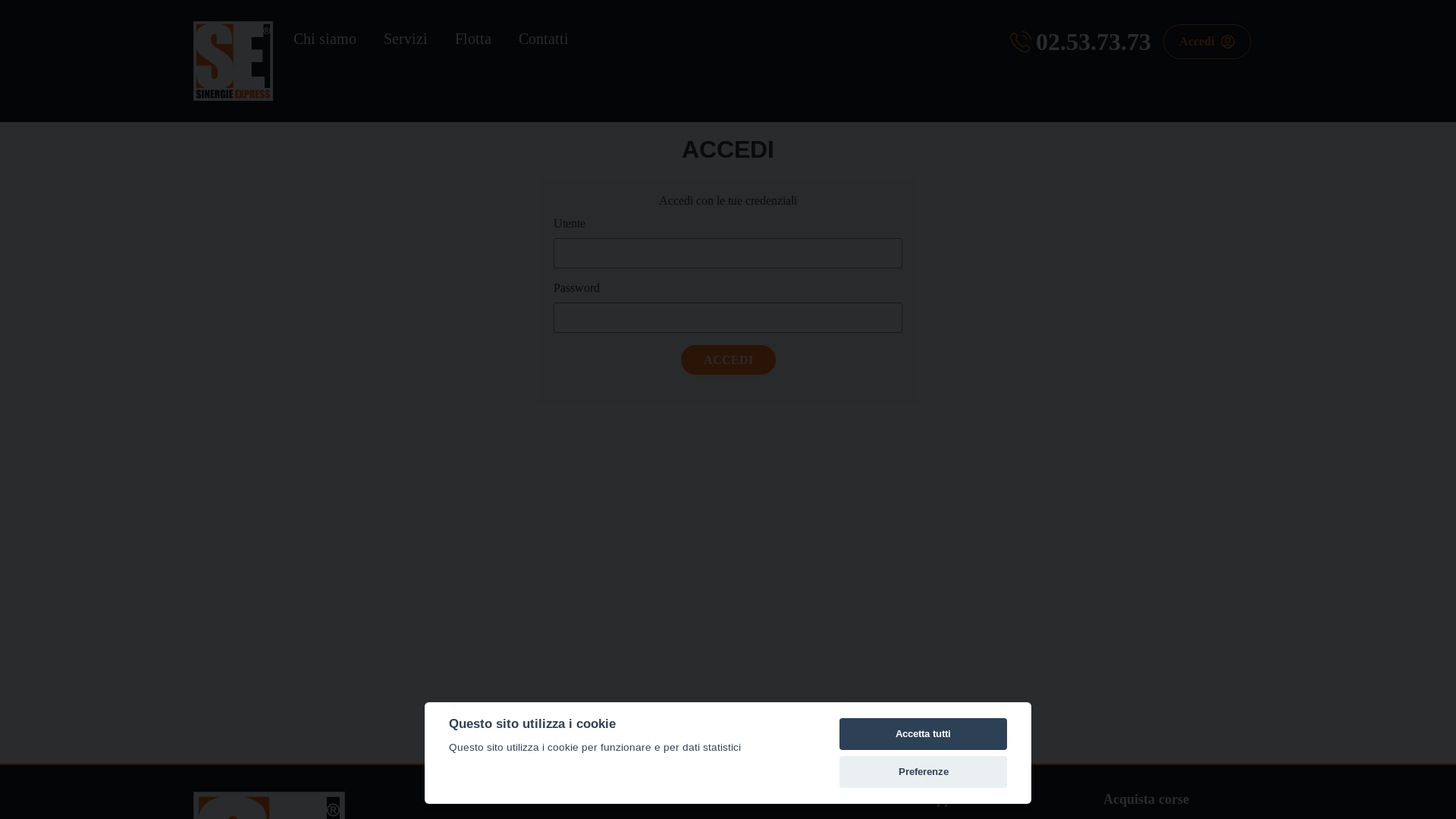 website screenshot of https://sinergieexpress.it/login
