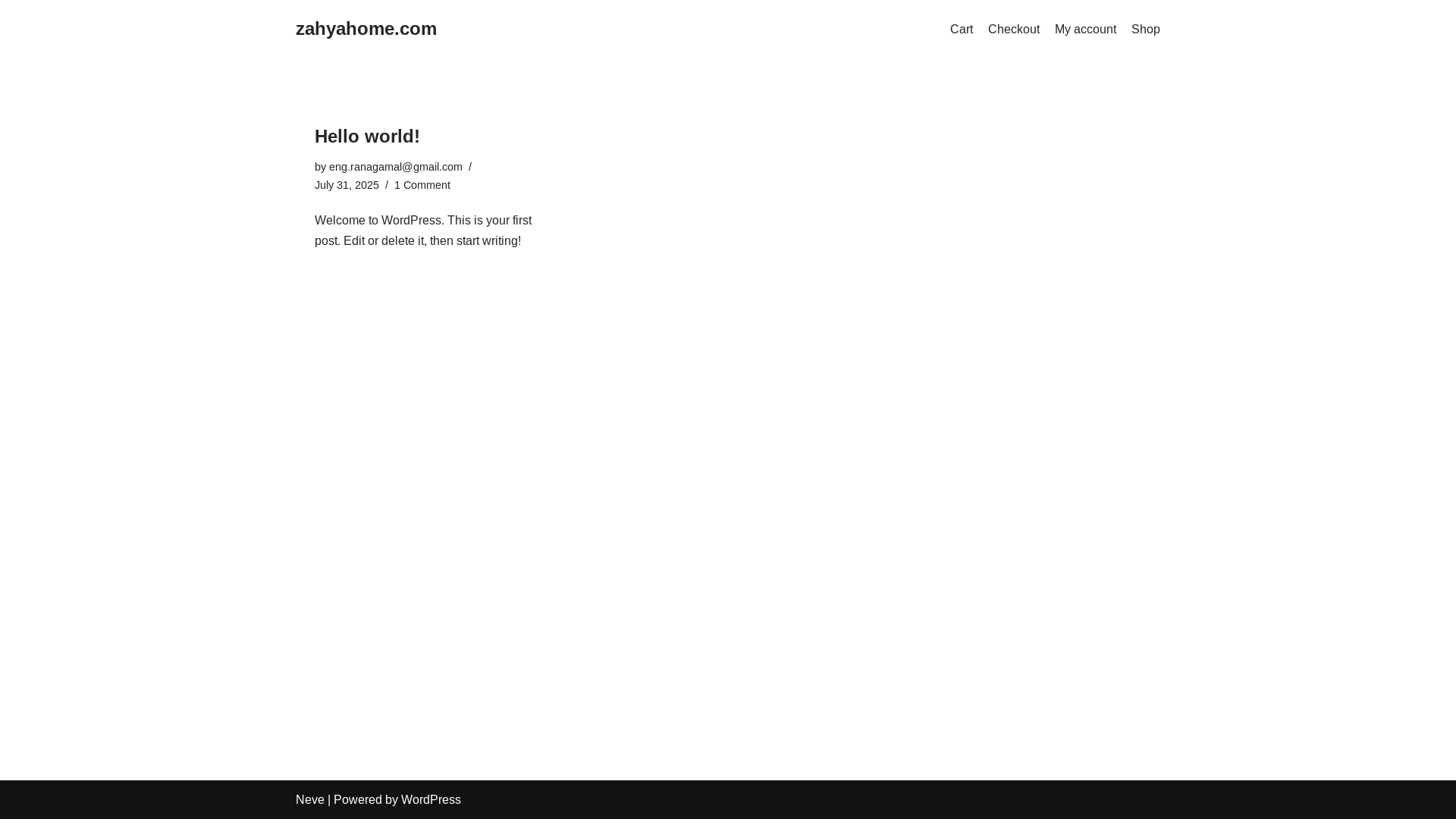 website screenshot of https://zahyahome.com/