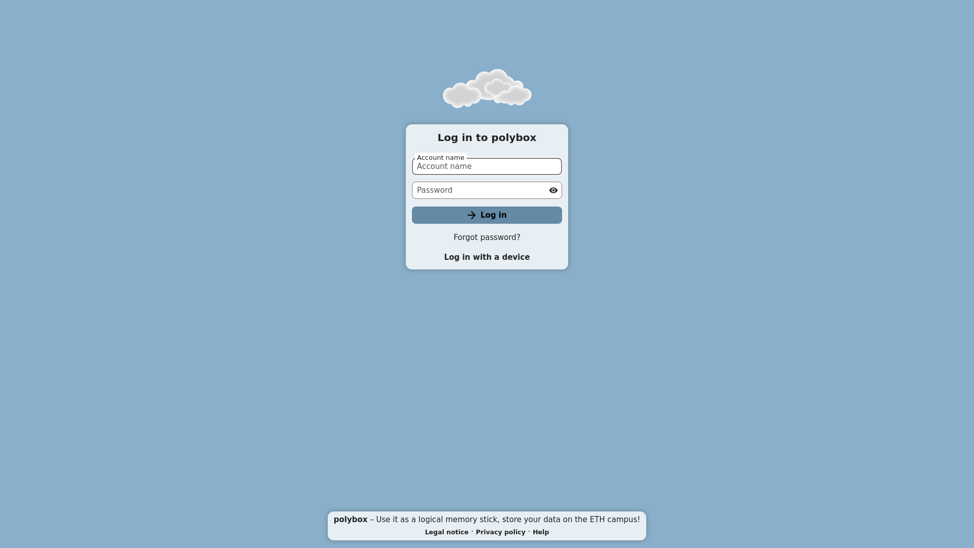 website screenshot of https://polybox.ethz.ch